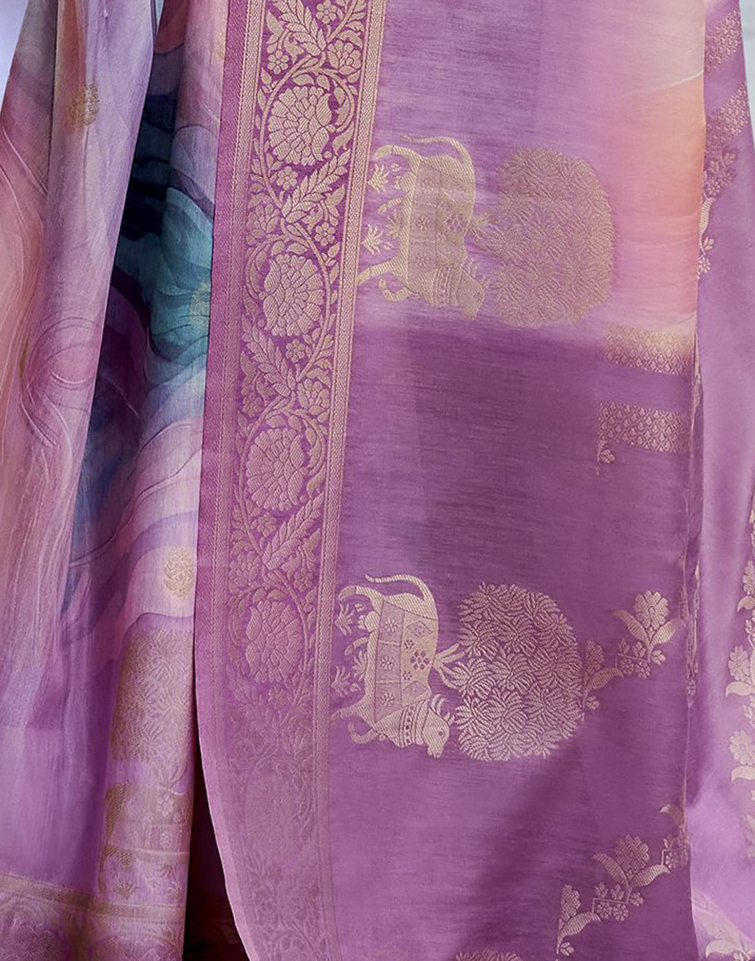 Light Purple Silk Printed Weaving Saree
