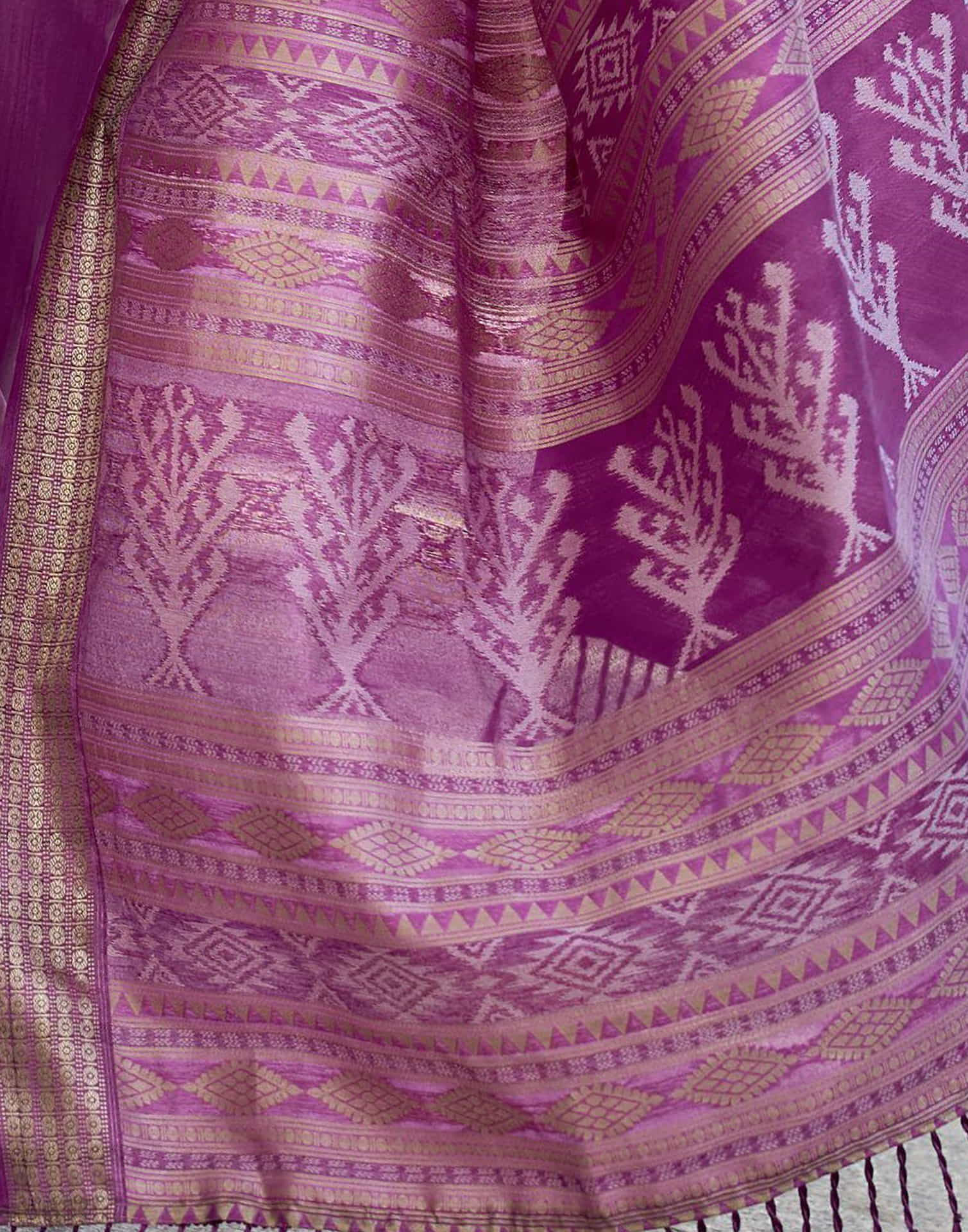 Purple Silk Ikkat Woven Saree