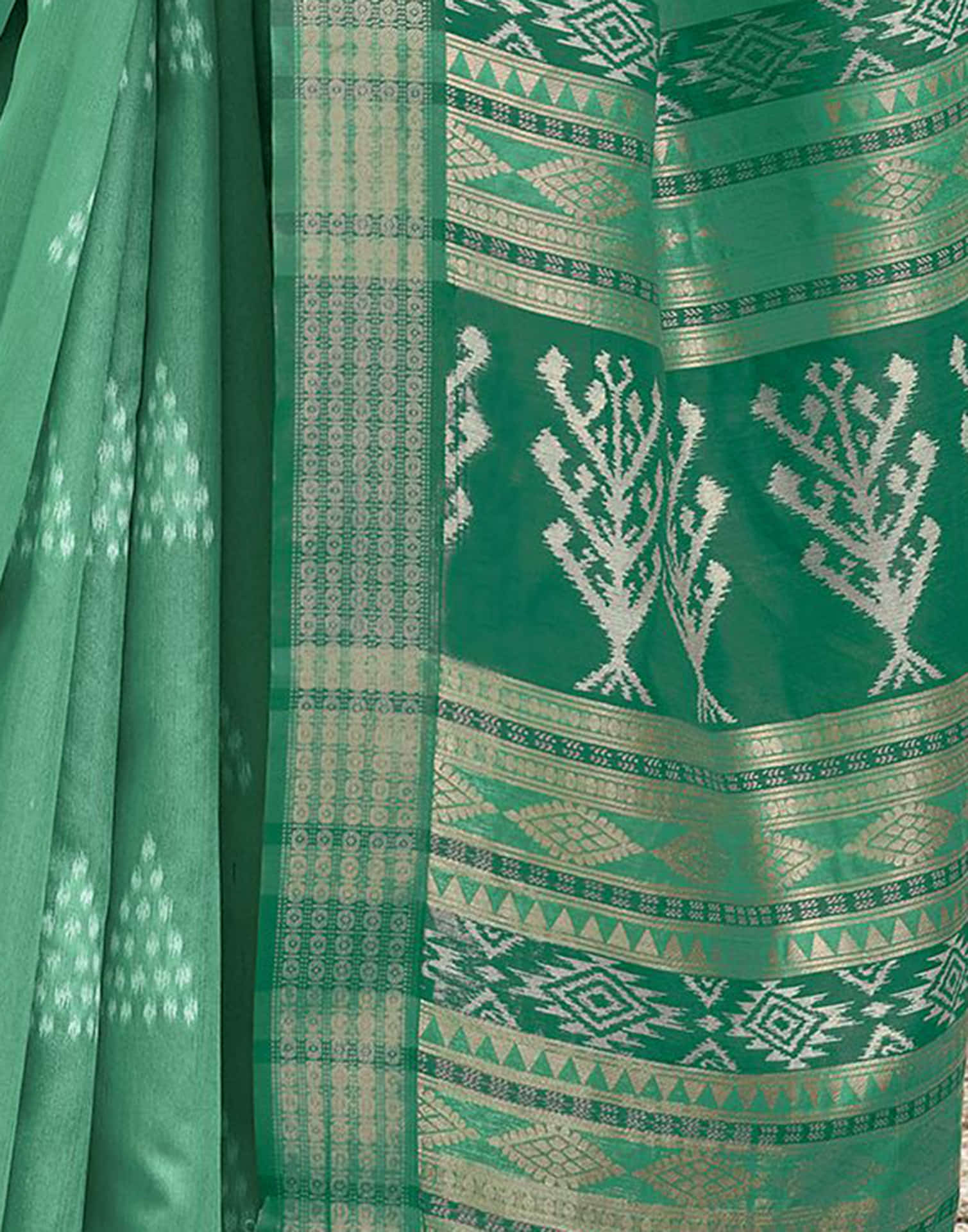 Sea Green Silk Ikkat Woven Saree