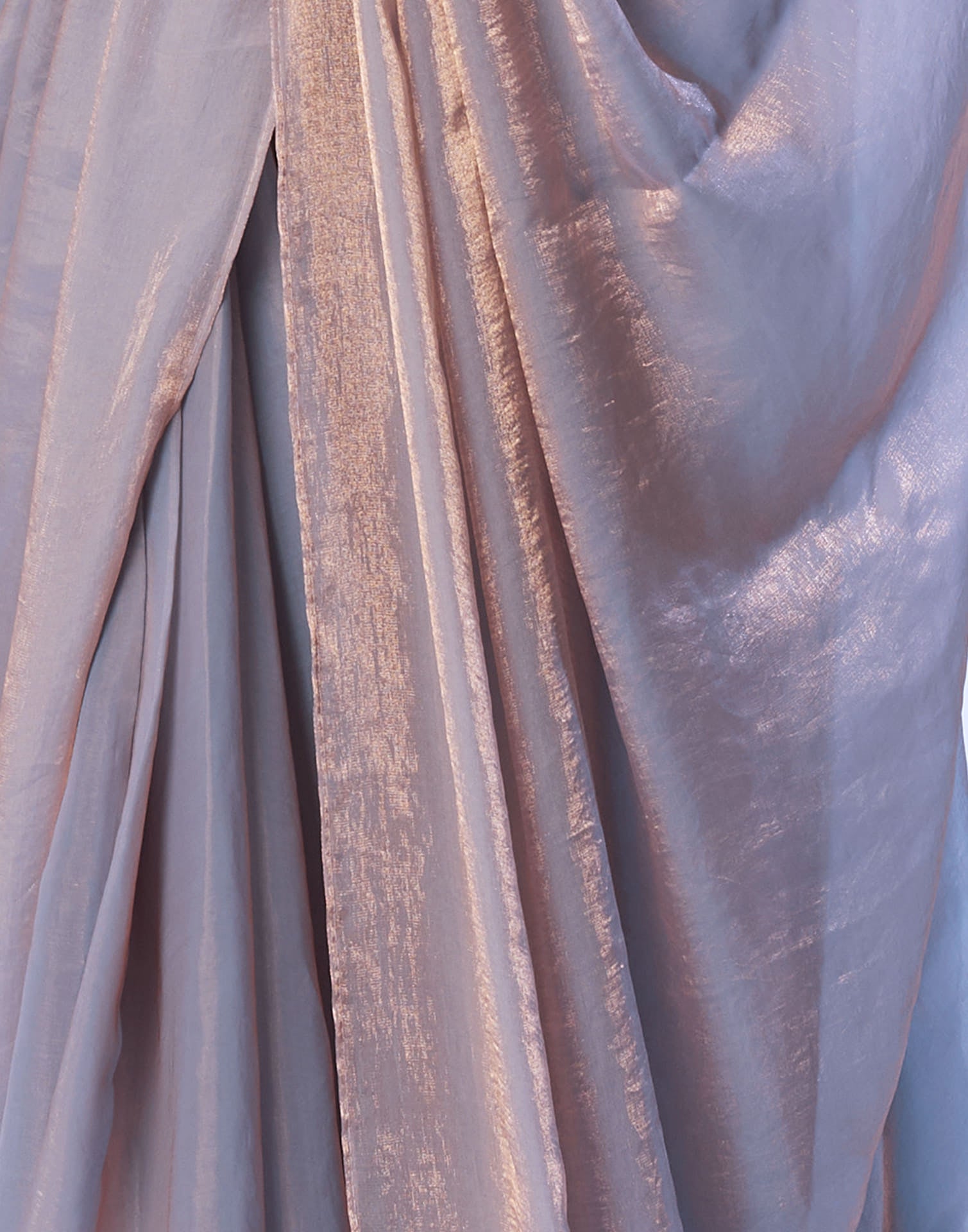 Grey Tissue Silk Dyed Solid Saree