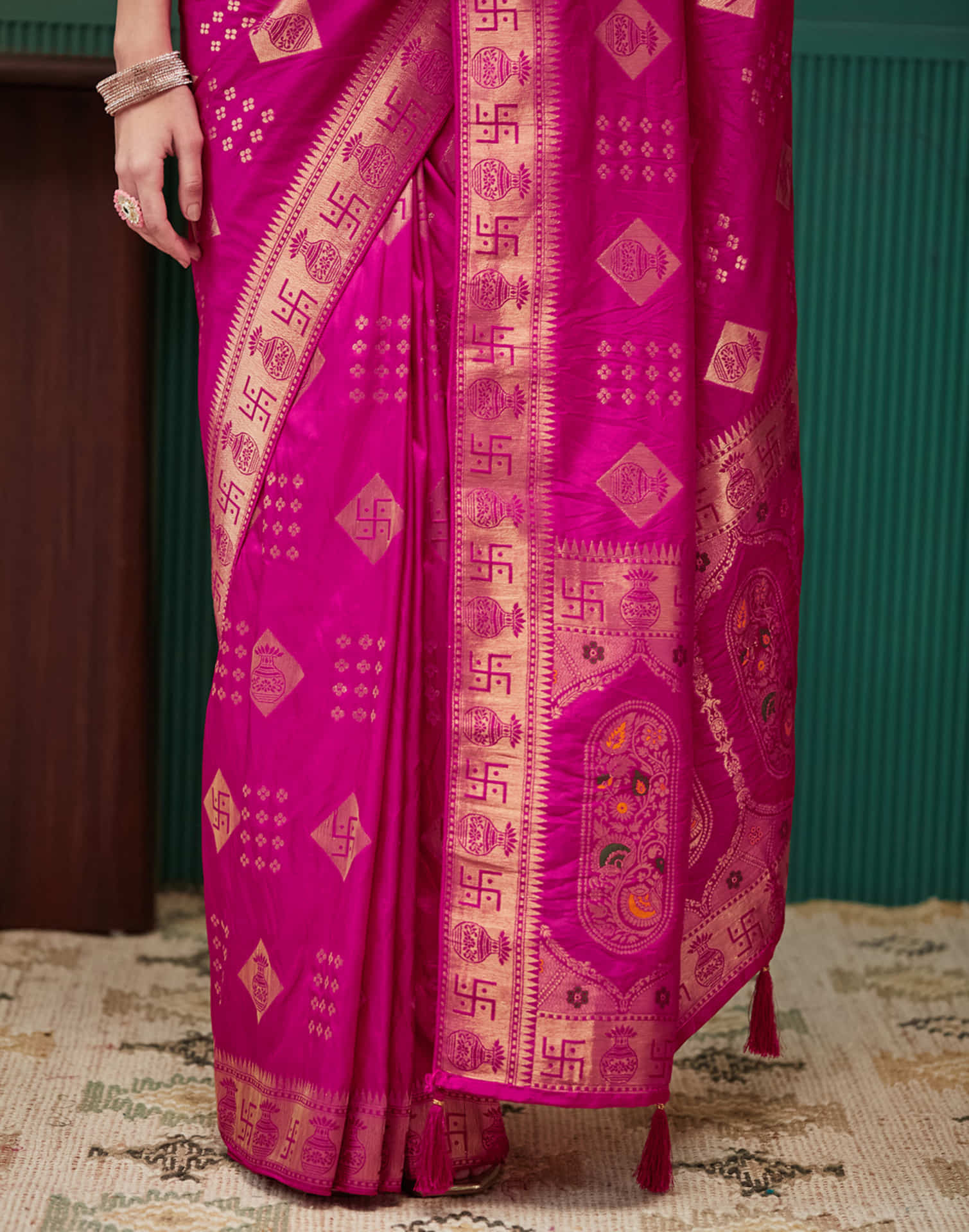 Rani Pink Silk Woven Banarasi Saree