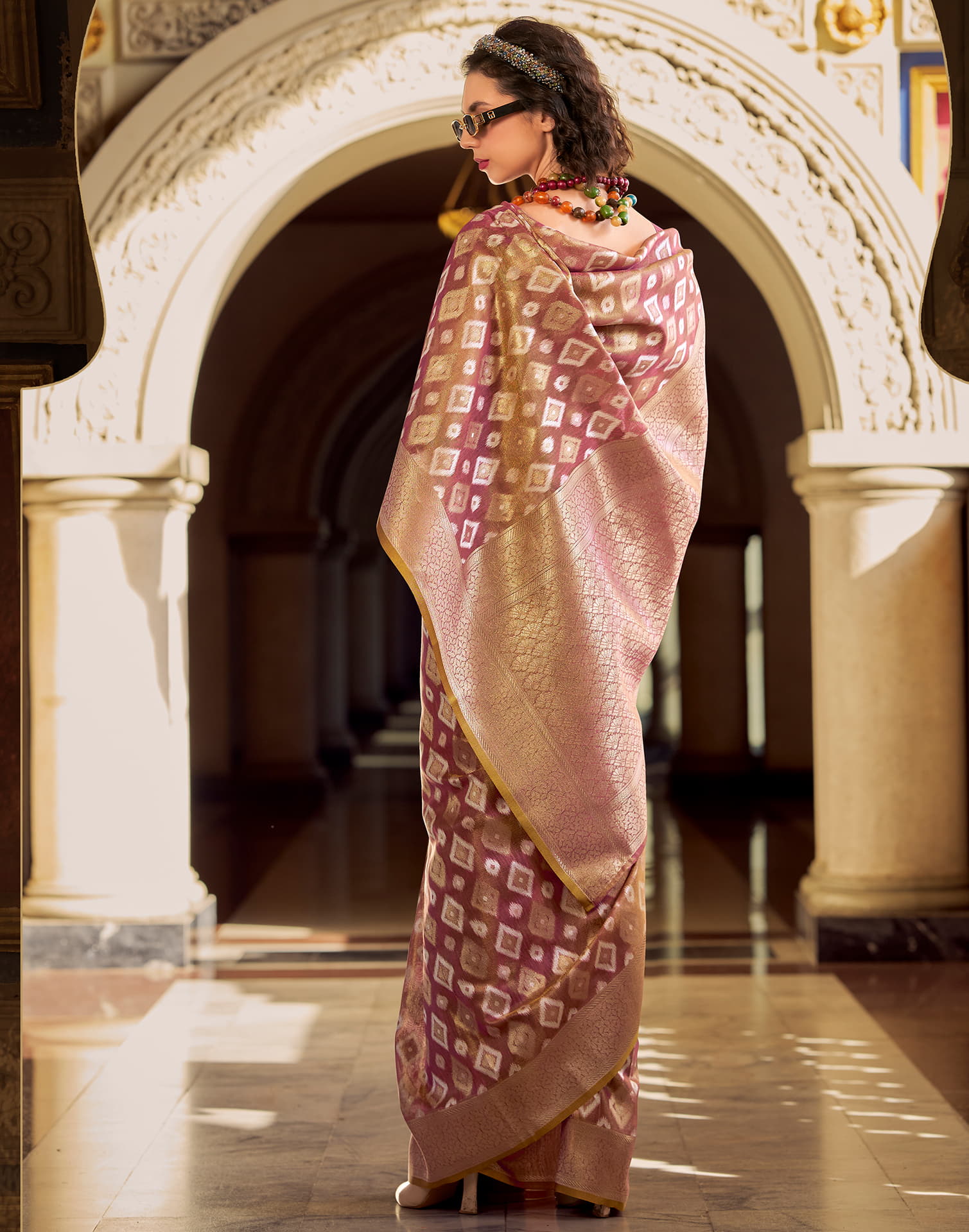 Mauve Tissue Silk Woven Saree