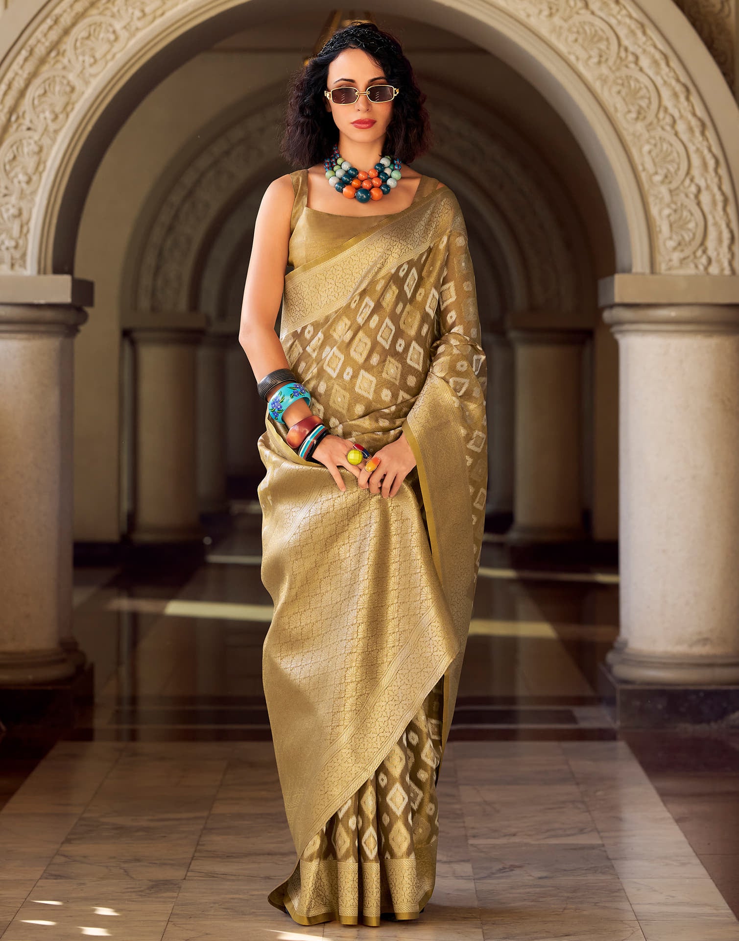 Golden Tissue Silk Woven Banarasi Saree