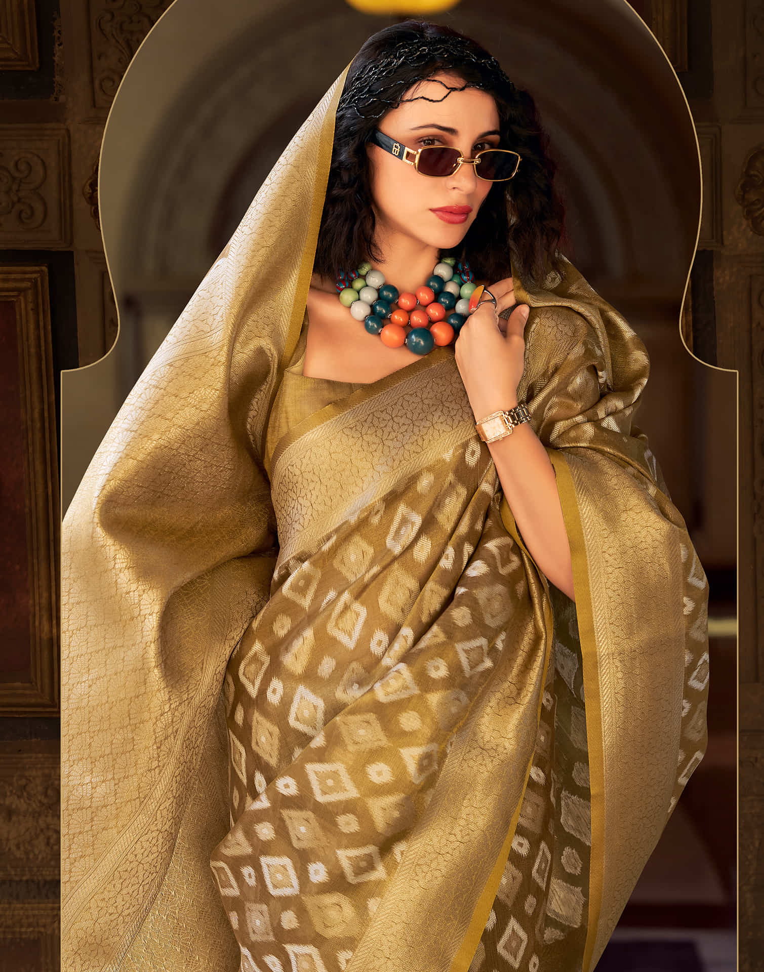 Golden Tissue Silk Woven Saree