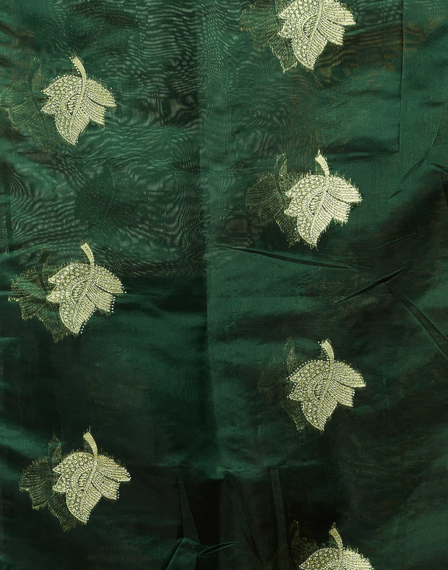 Dark Green Silk Woven Embroidery Saree