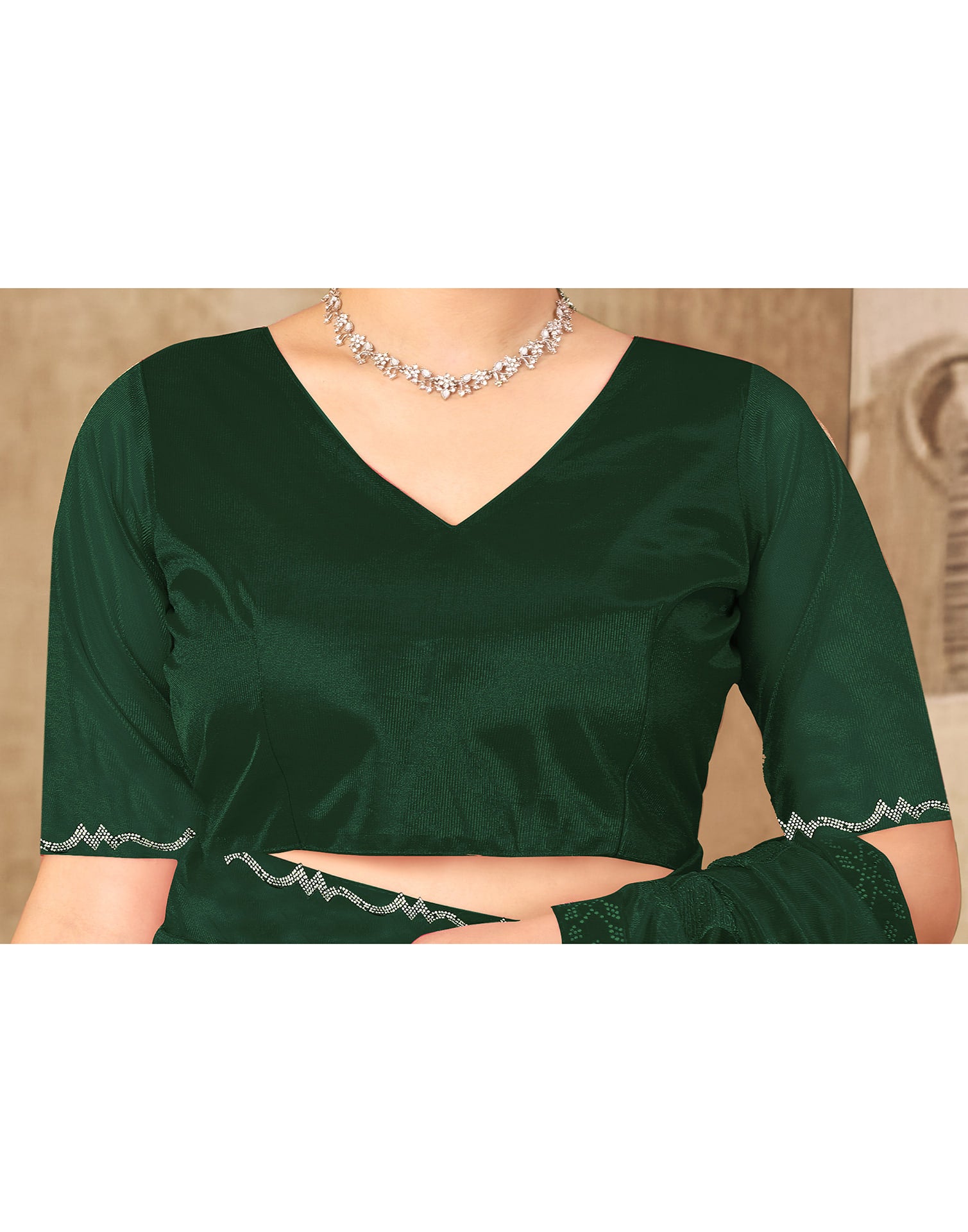 Dark Green Silk Woven Embroidery Saree