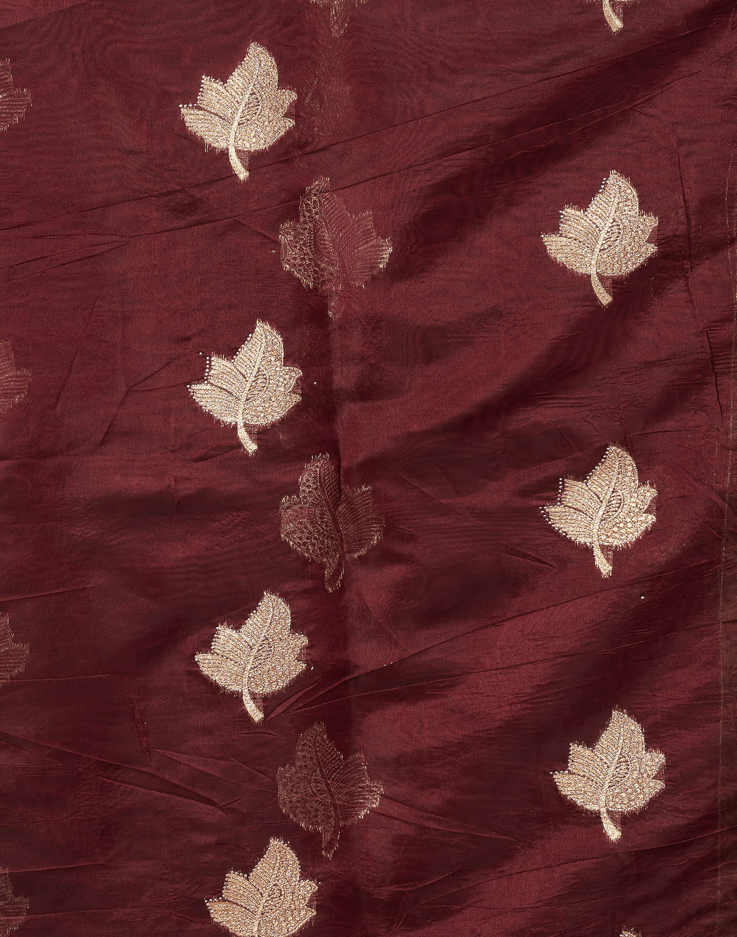 Maroon Silk Woven Embroidery Saree