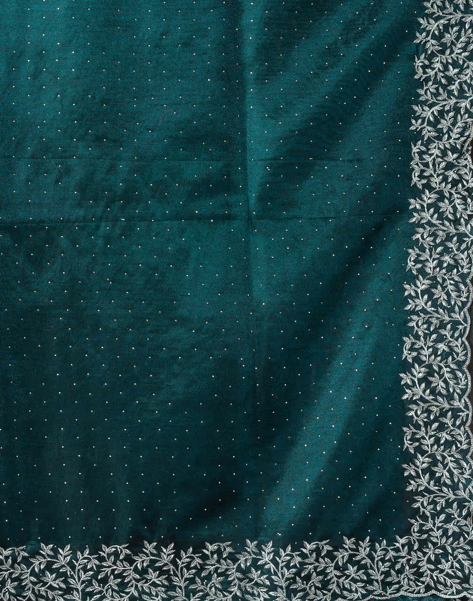 Rama Blue Shimmer Embroidery Saree