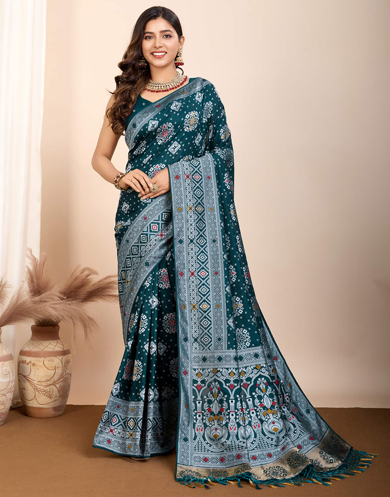 Rama Green Silk Woven Banarasi Saree