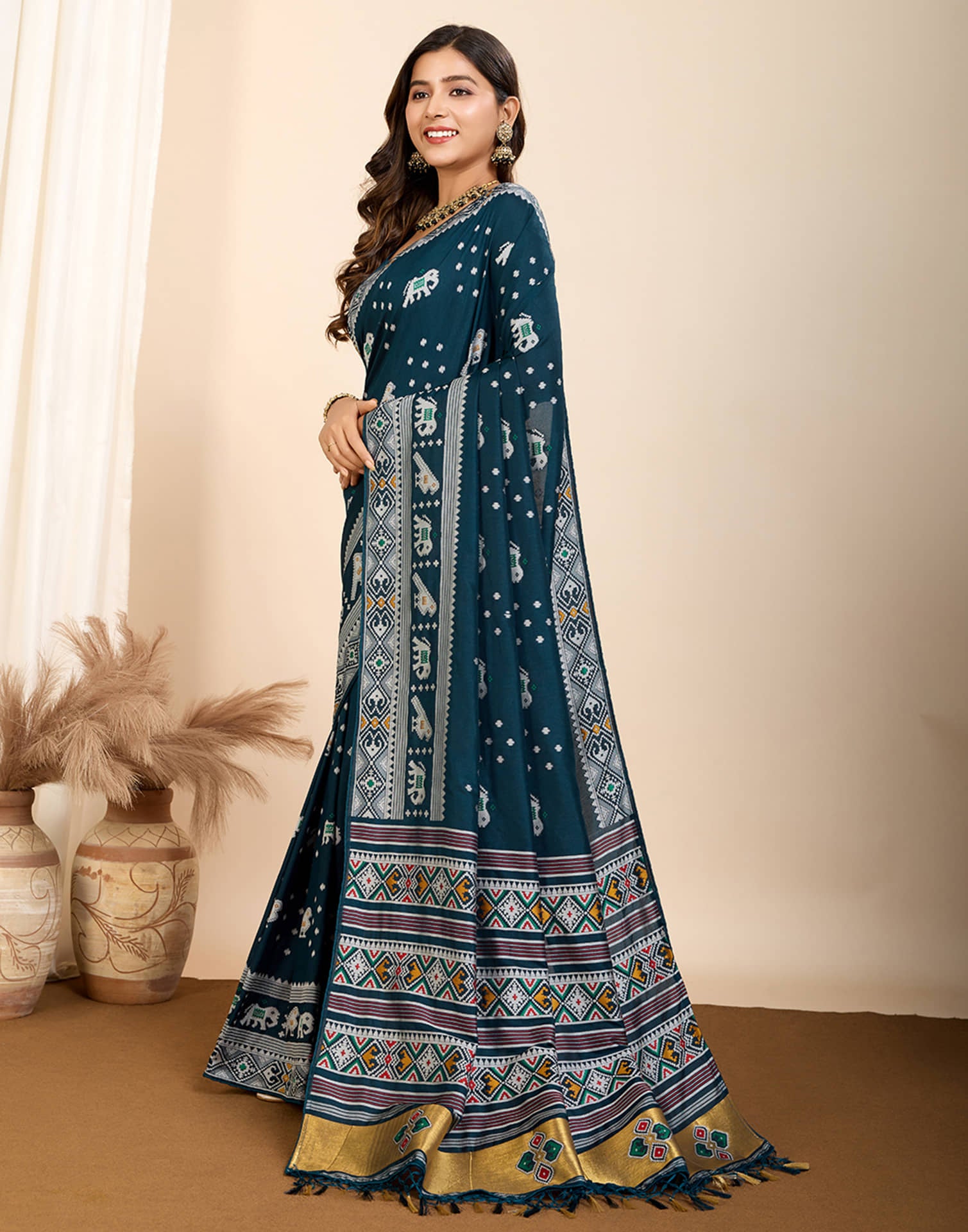 Rama Blue Silk Woven Banarasi Saree