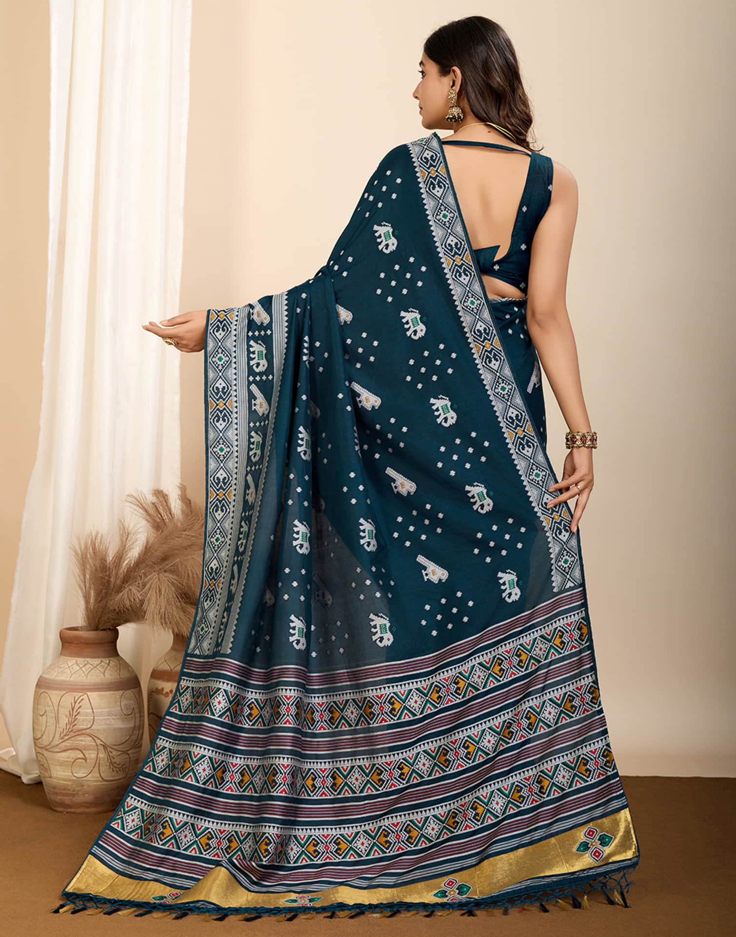 Rama Blue Silk Woven Banarasi Saree
