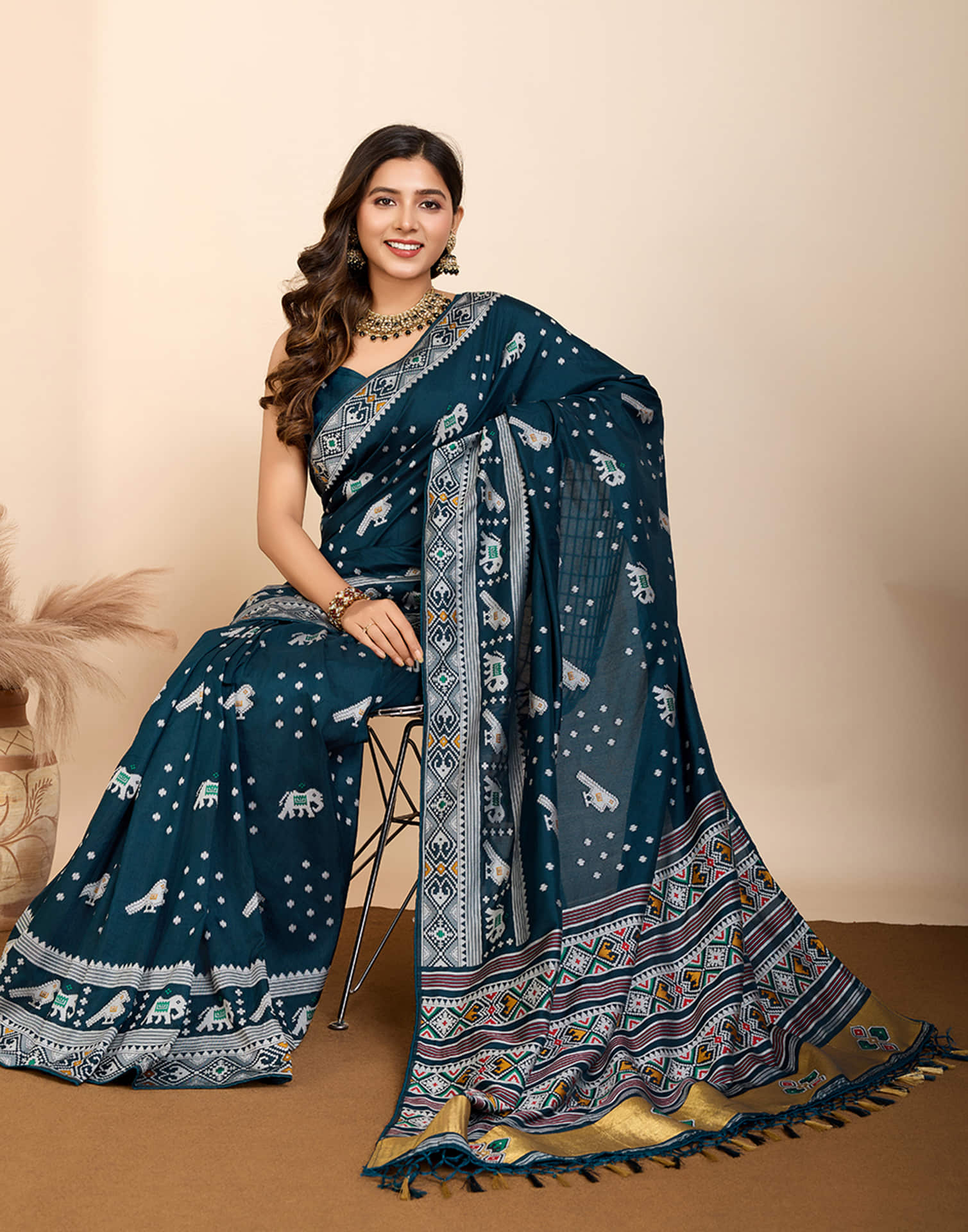Rama Blue Silk Woven Banarasi Saree