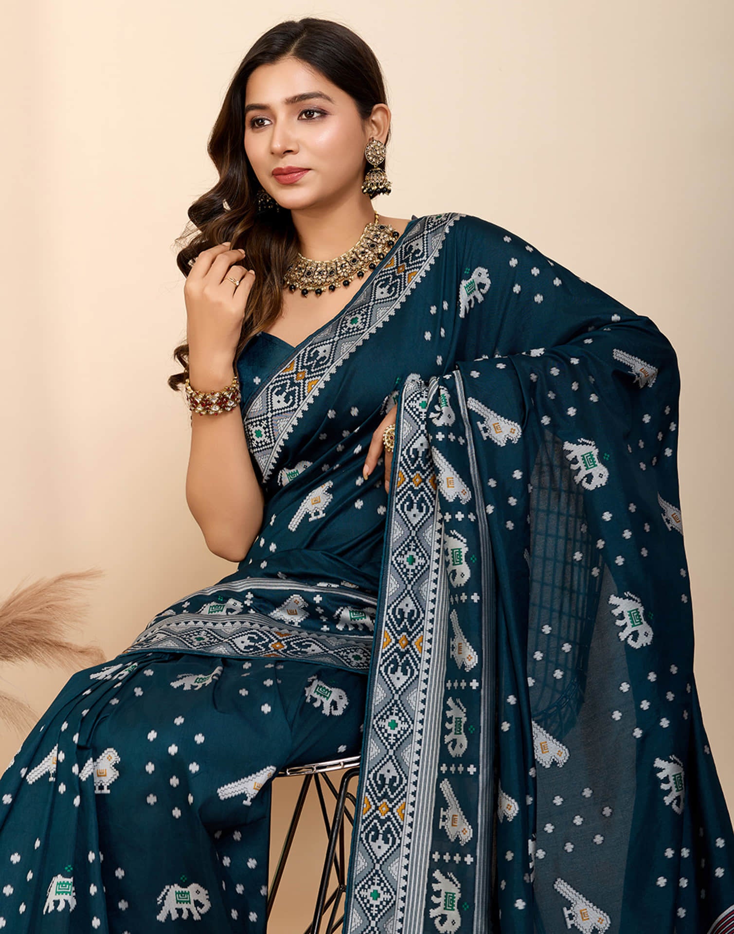 Rama Blue Silk Woven Banarasi Saree