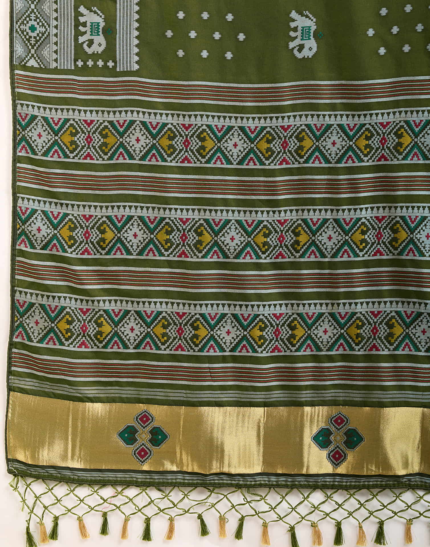 Olive Green Silk Woven Banarasi Saree