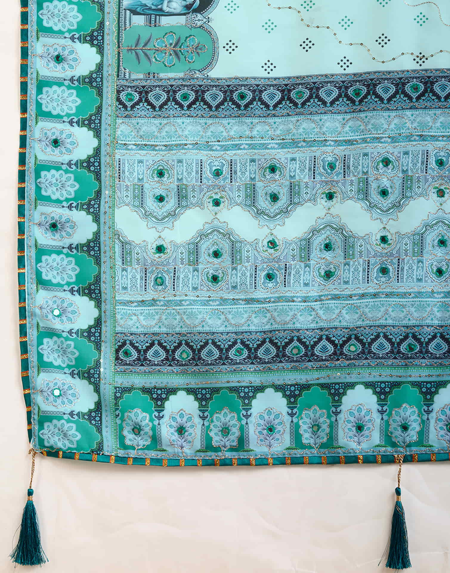 Light Blue Cotton Printed Saree