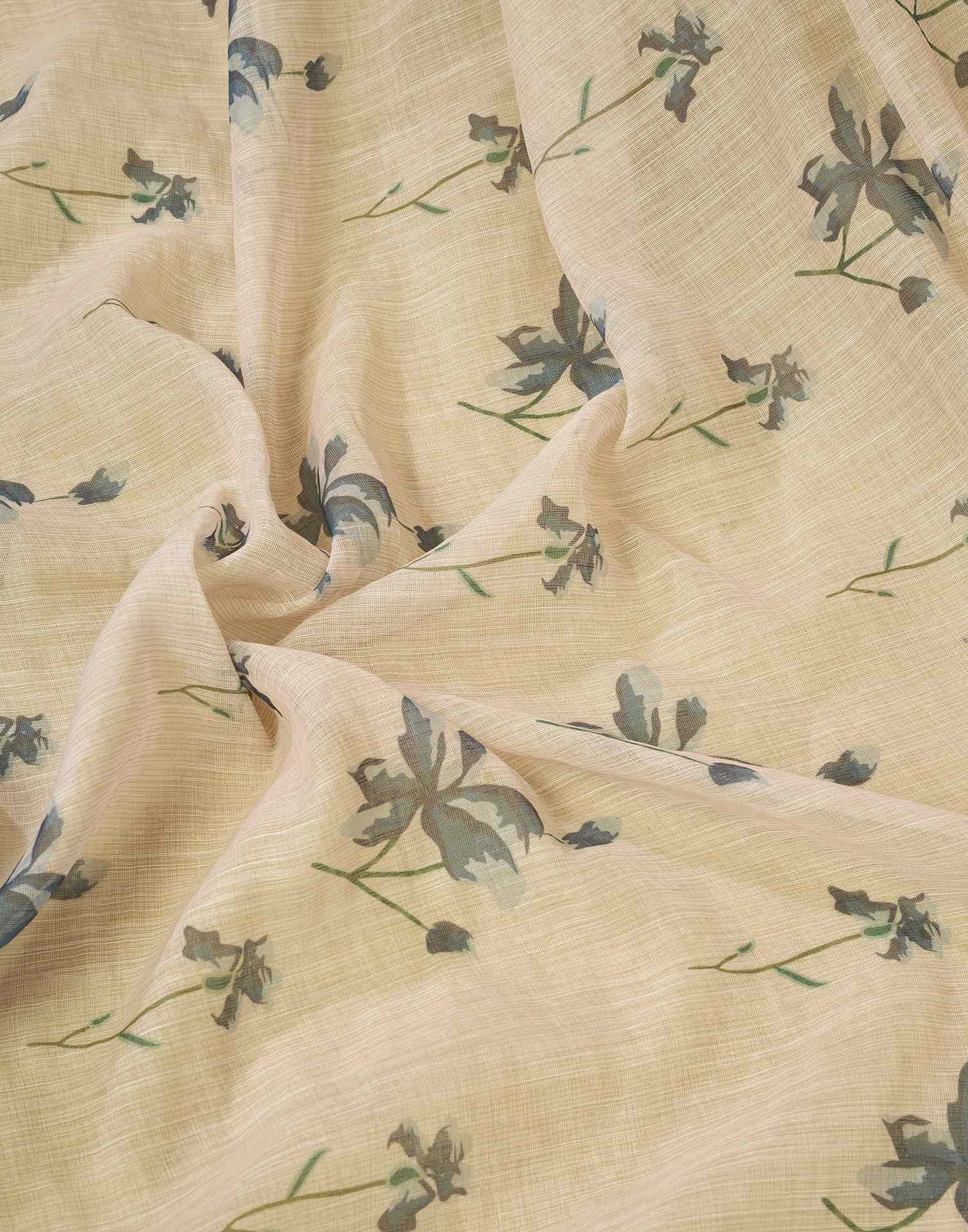 Ready to Wear Dark Beige Linen Floral Printed Saree