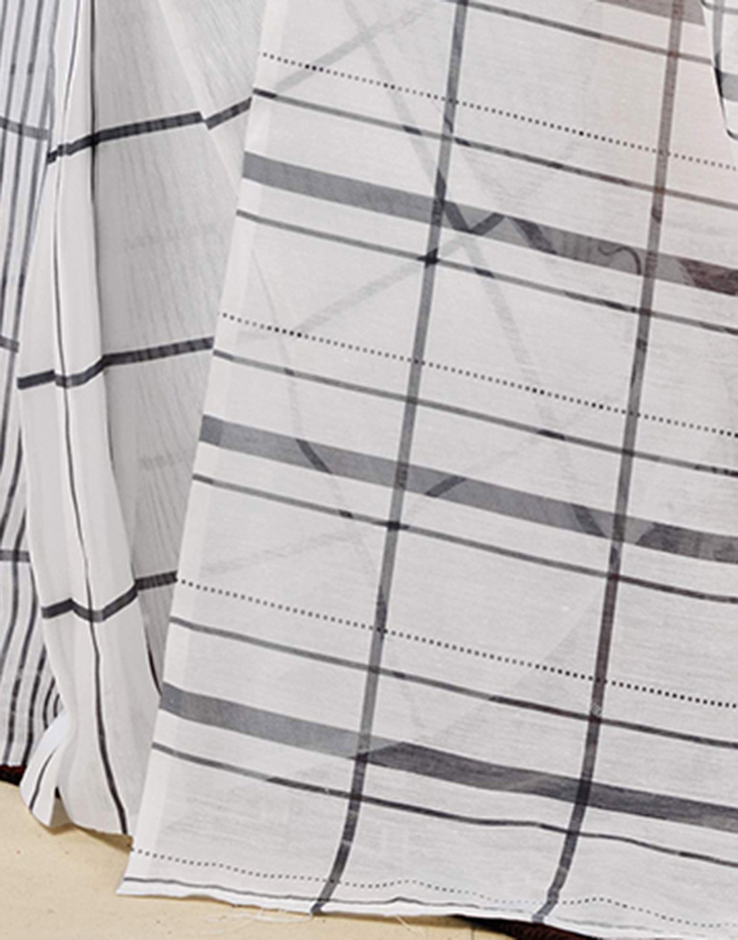 Ready to Wear White Chanderi Printed Saree
