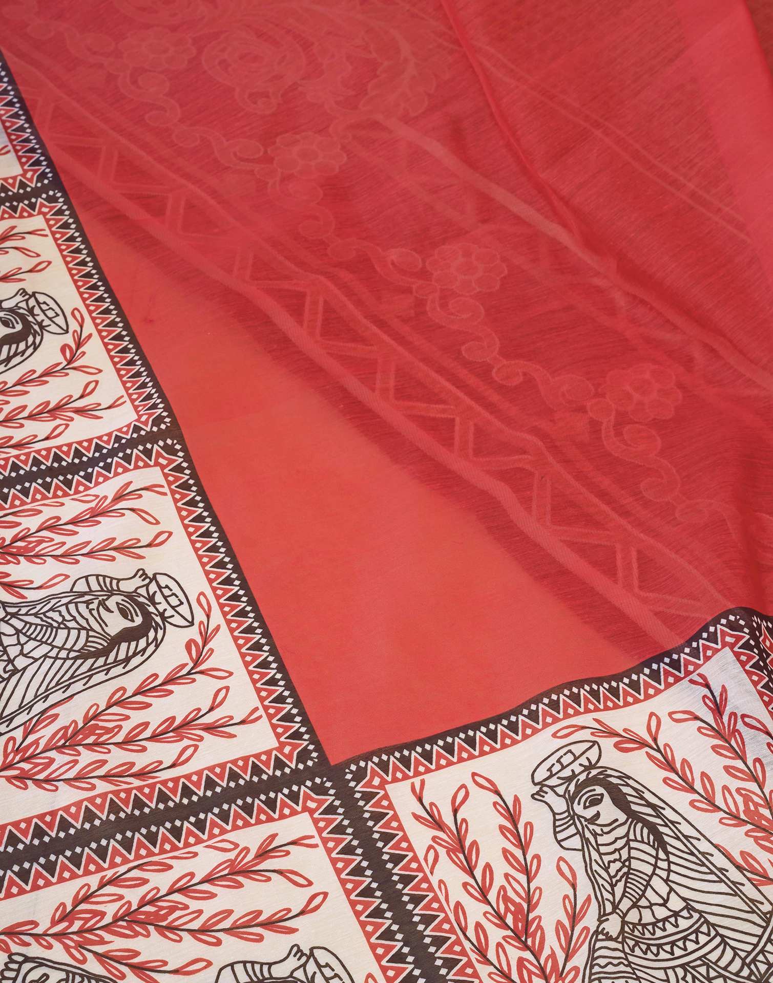 Ready to Wear Red Chanderi Zari Printed Saree