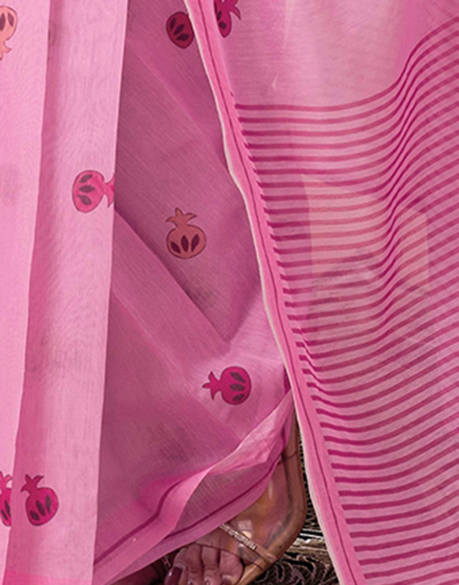 Ready to Wear Pink Chanderi Printed Saree