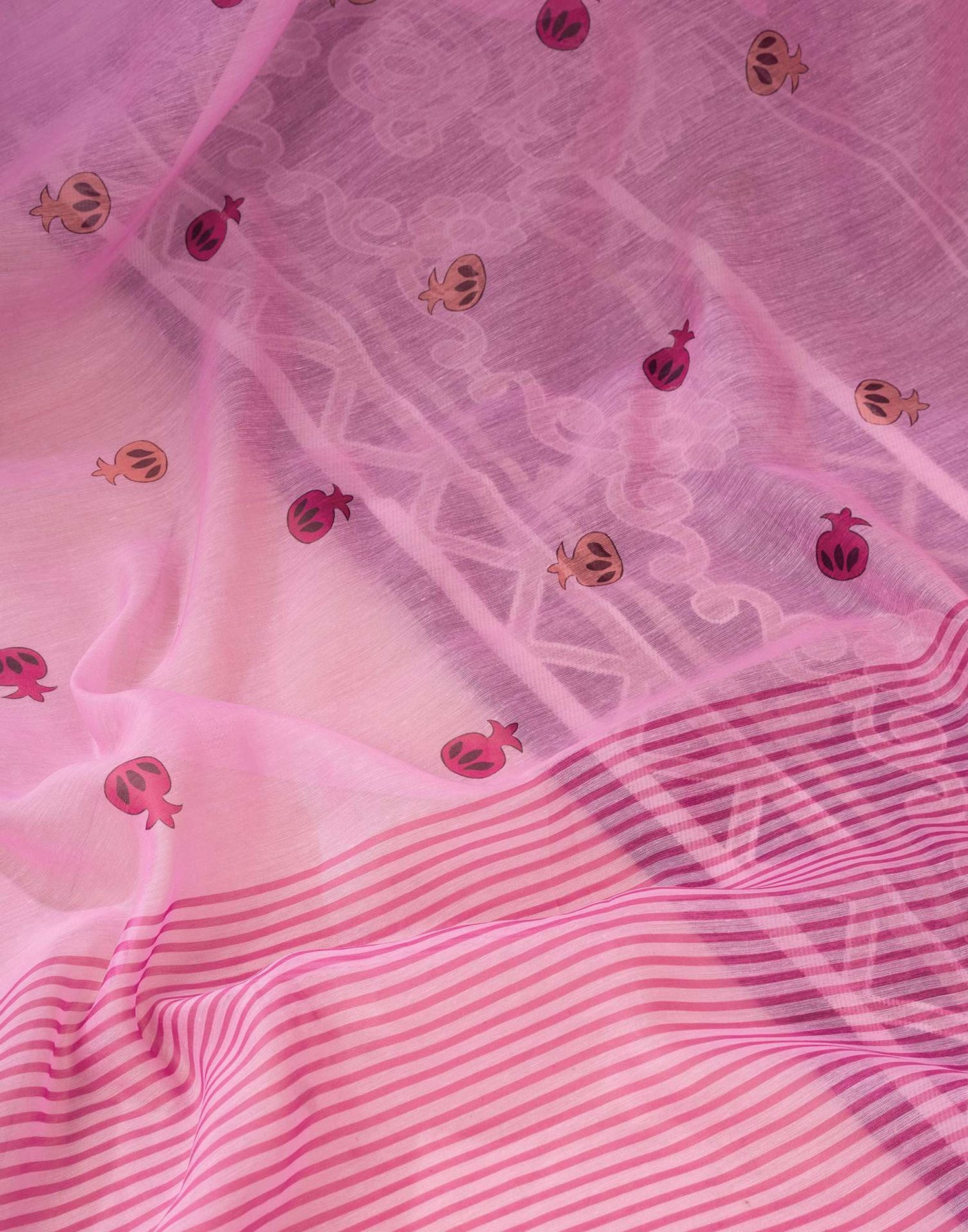 Ready to Wear Pink Chanderi Printed Saree