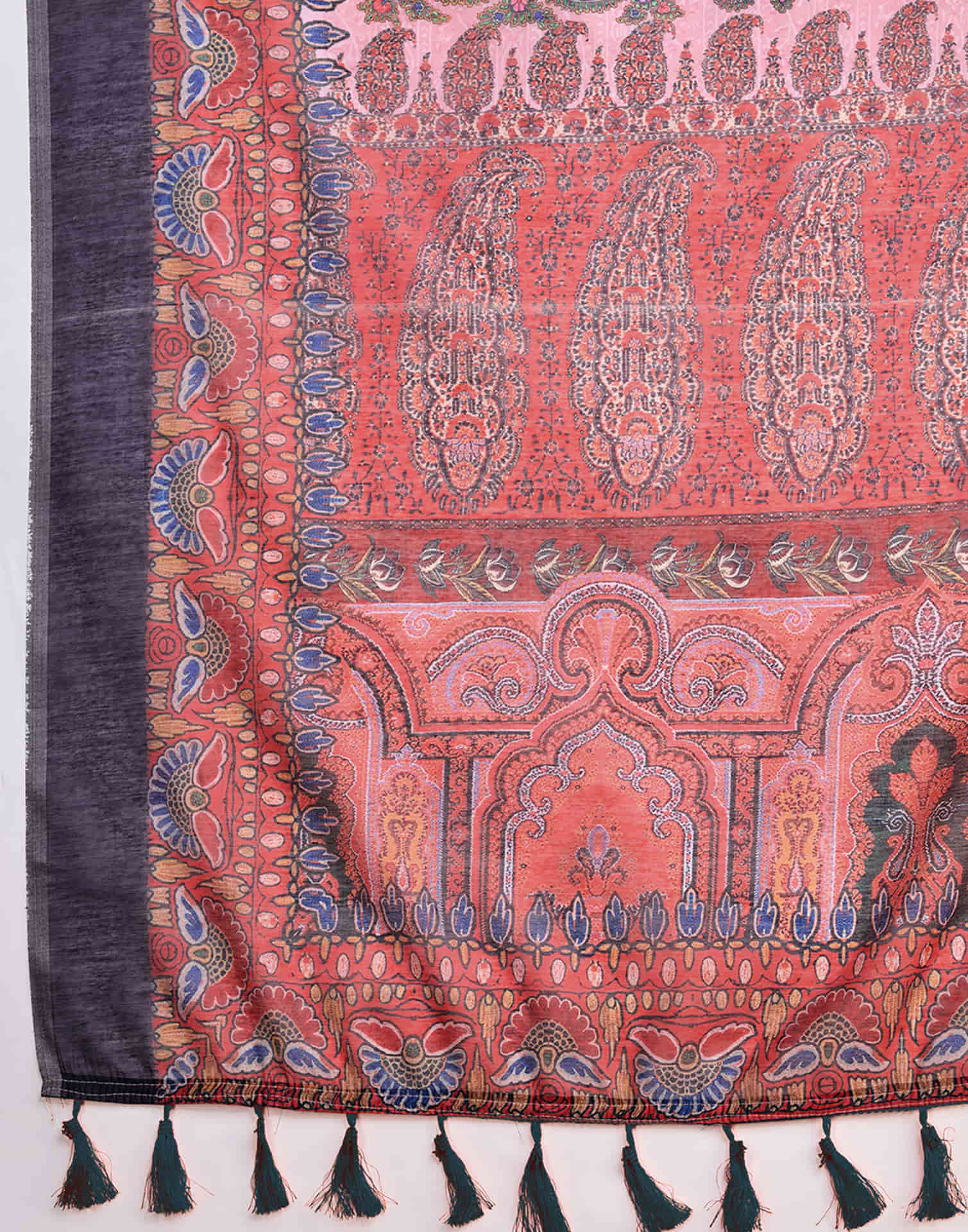 Red Linen Printed Saree