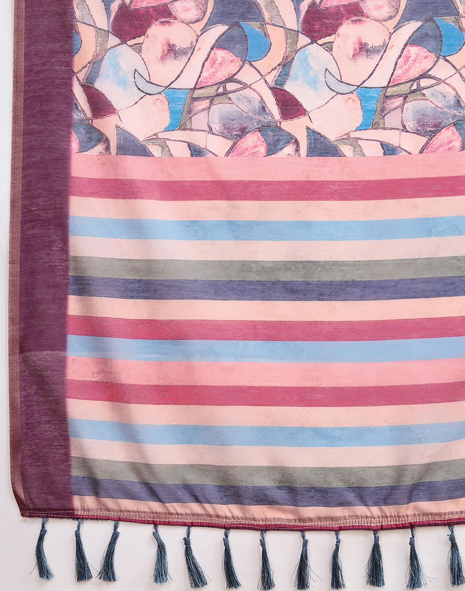 Wine Linen Printed Saree