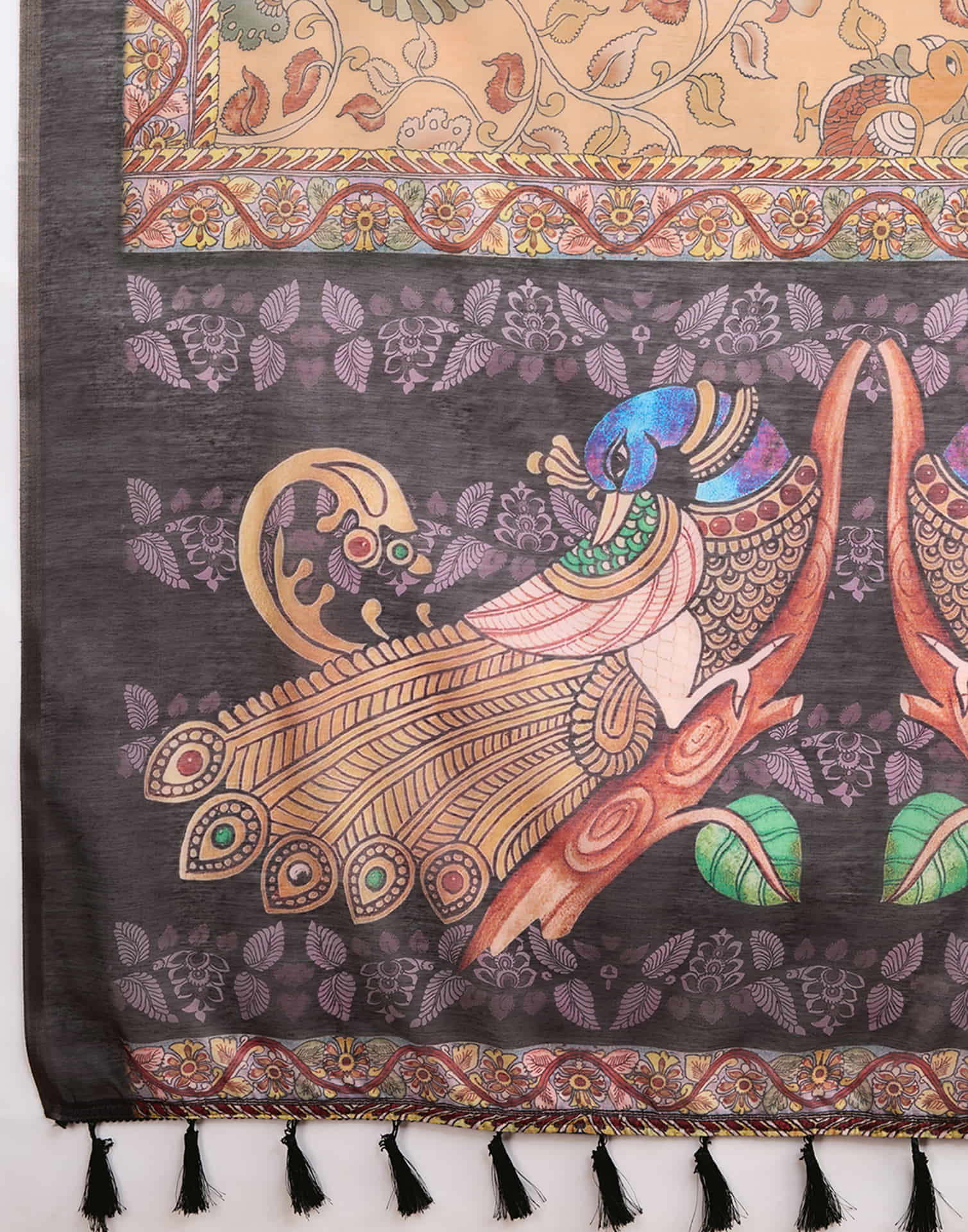 Sand Brown Linen Printed Saree