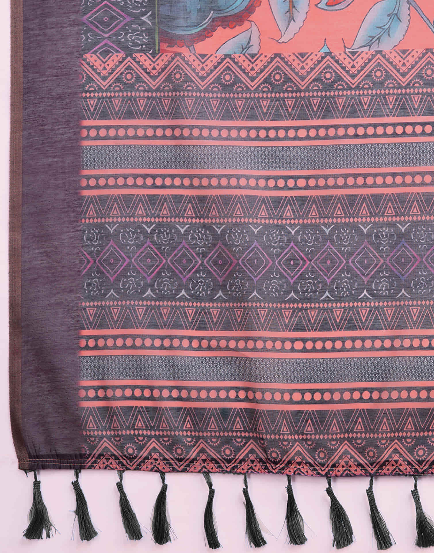 Rose Pink Linen Printed Saree