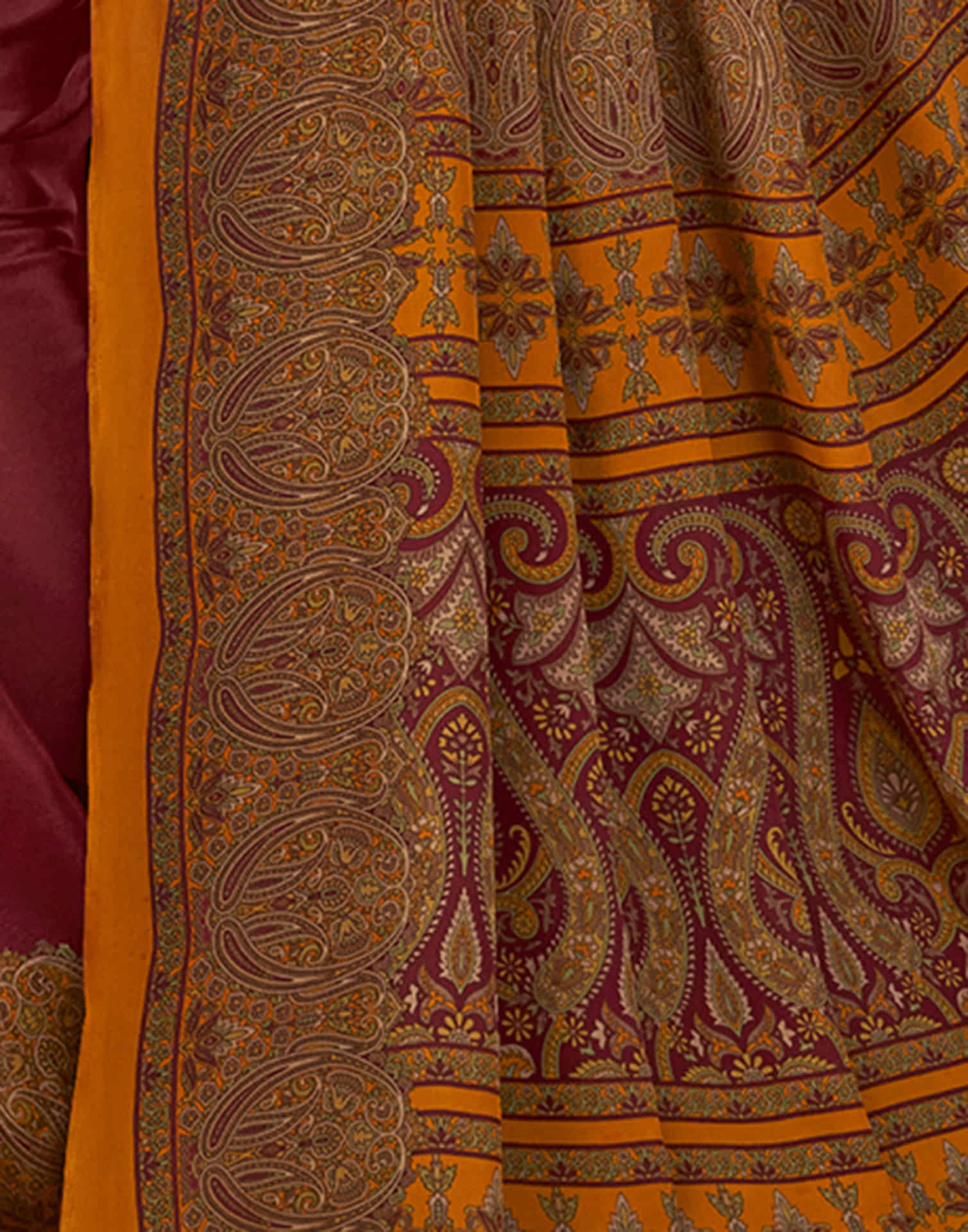Maroon Silk Printed Saree