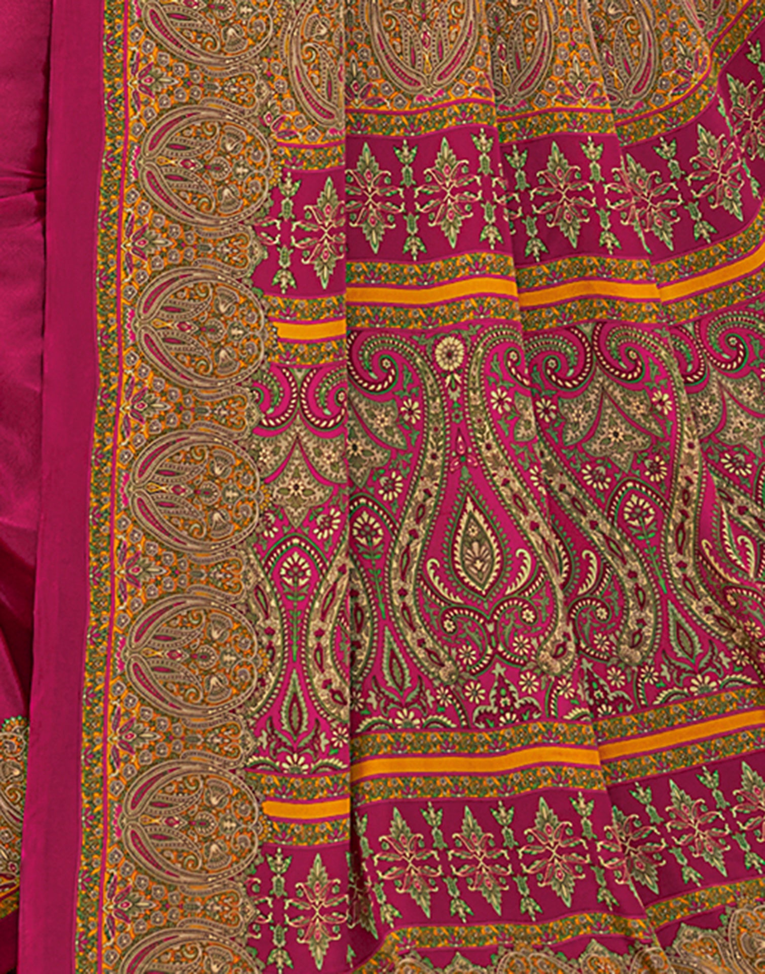 Rani Pink Silk Printed Saree