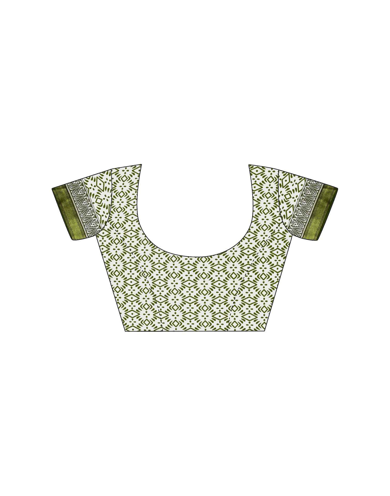 Olive Green Cotton Printed Saree