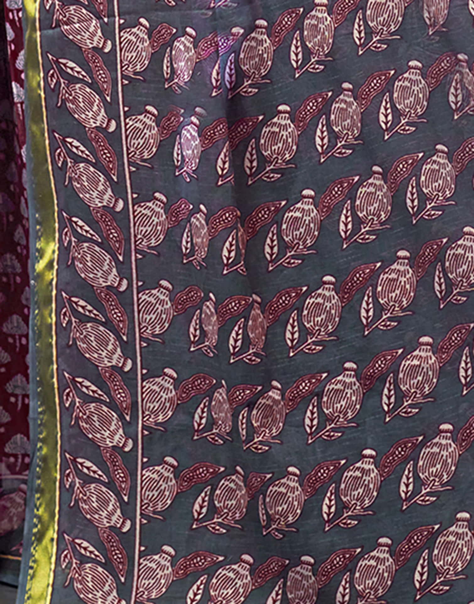 Maroon Cotton Printed Saree