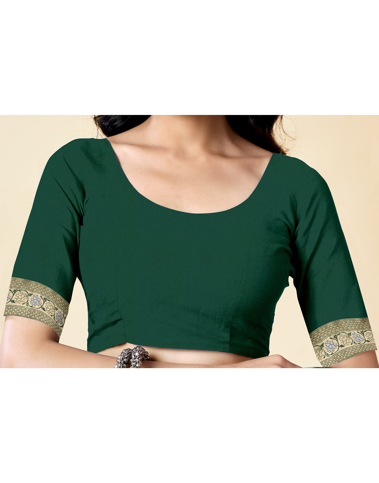 Dark Green Silk Woven Banarasi Saree