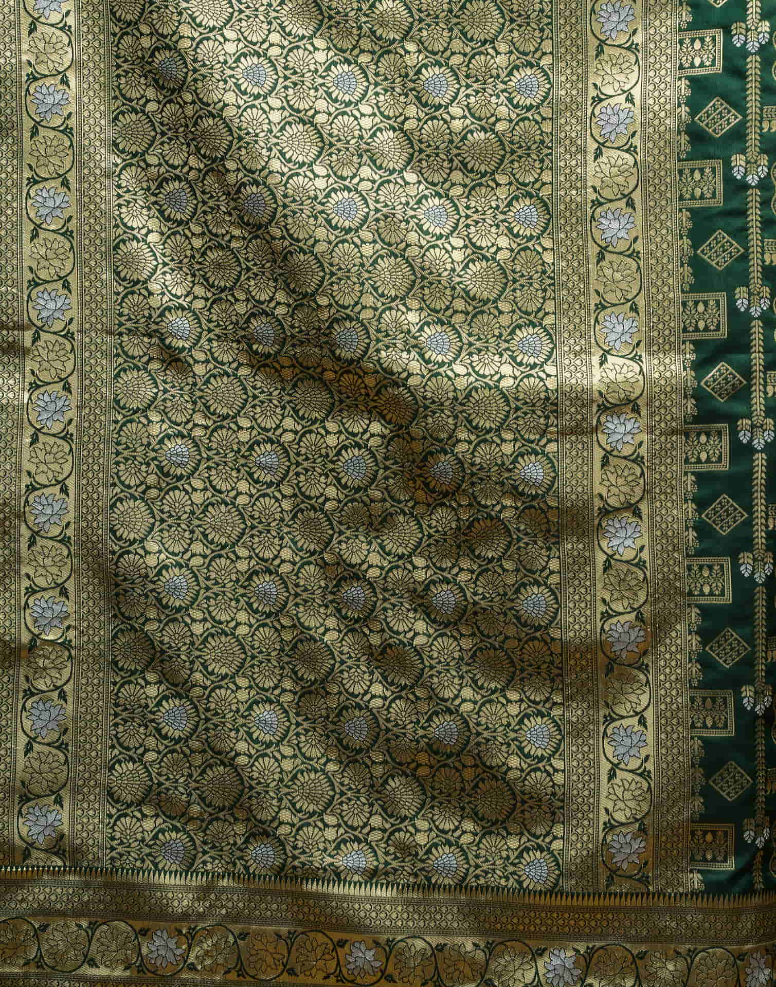 Dark Green Silk Woven Banarasi Saree