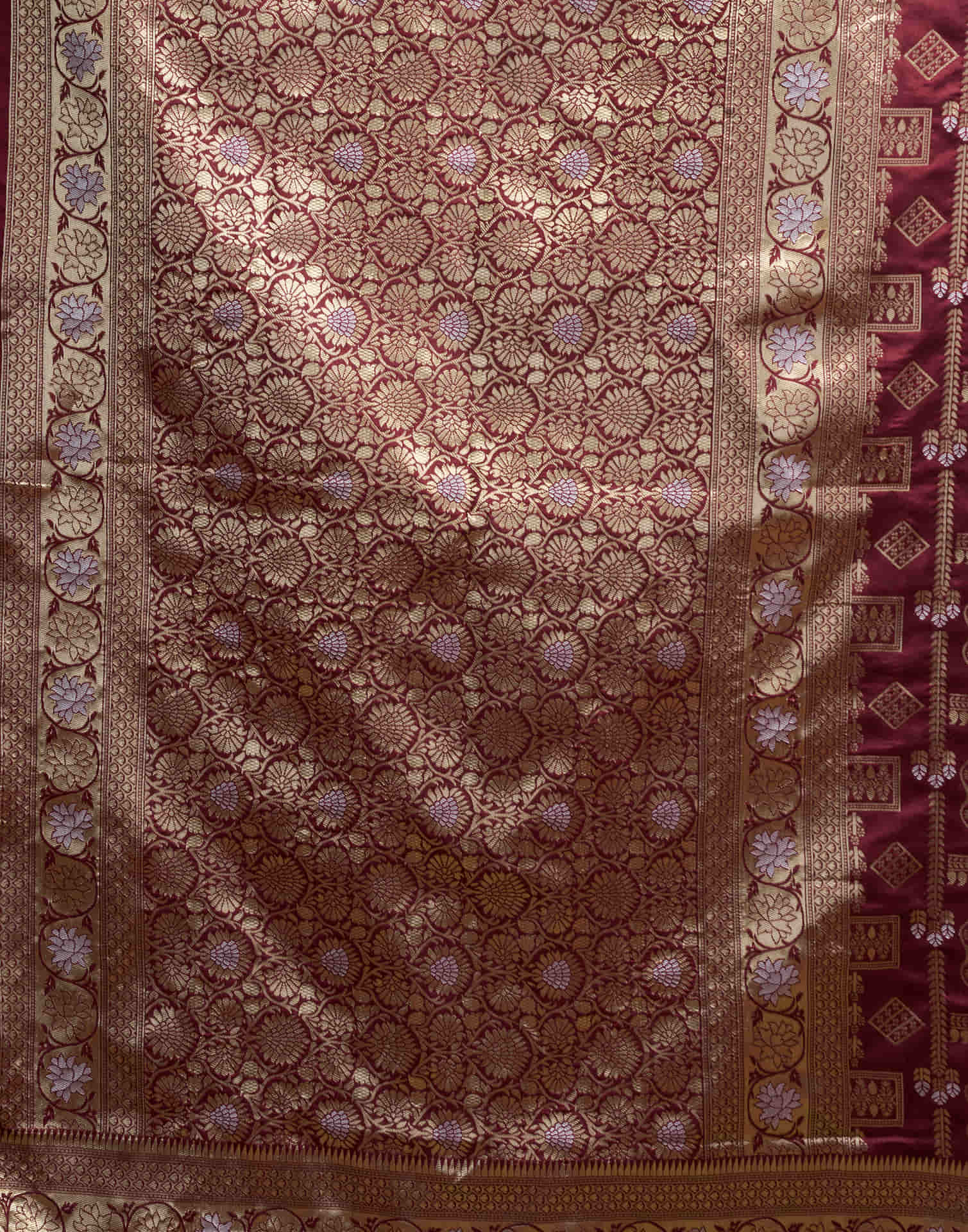 Maroon Silk Woven Banarasi Saree