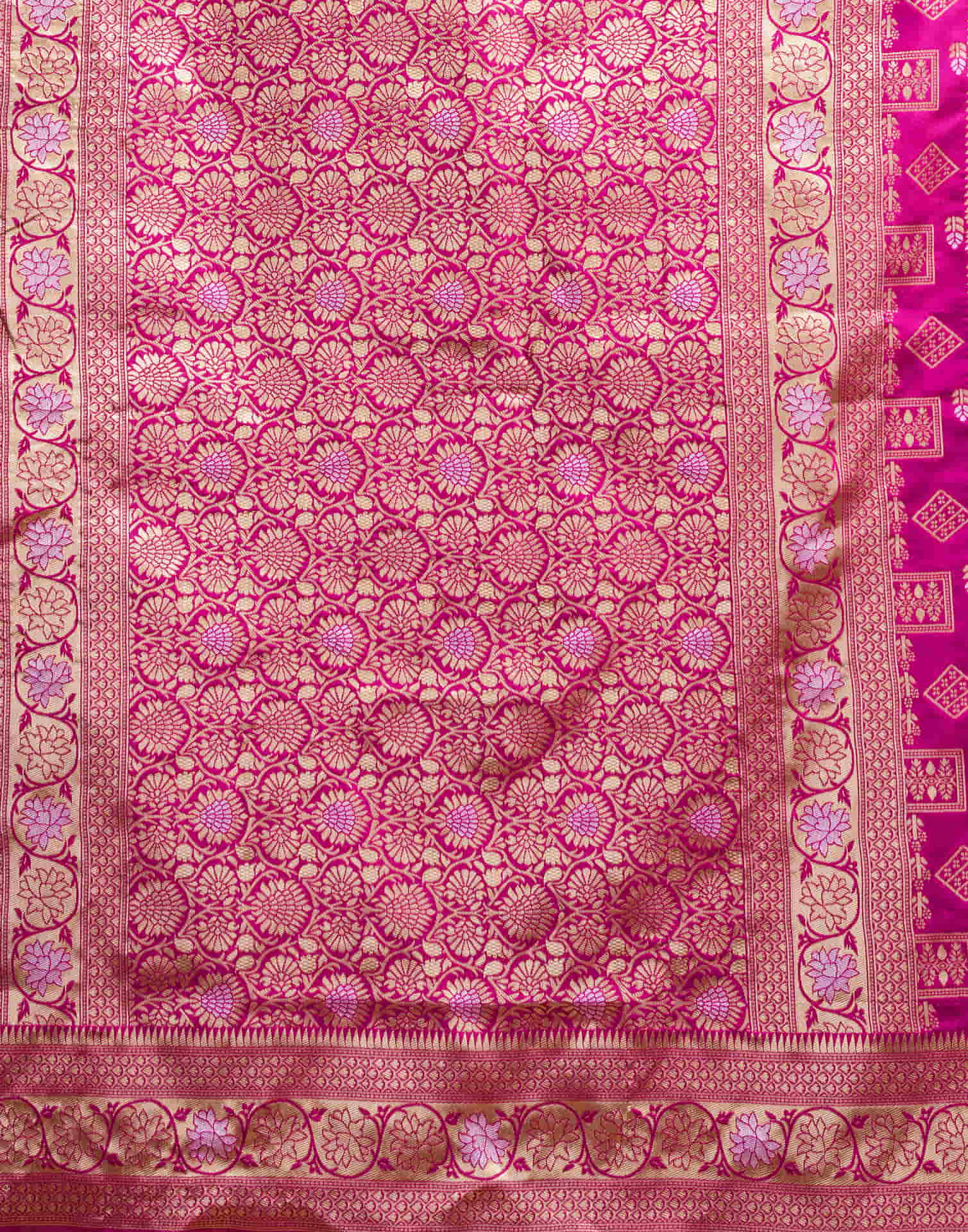 Dark Magenta Silk Woven Banarasi Saree