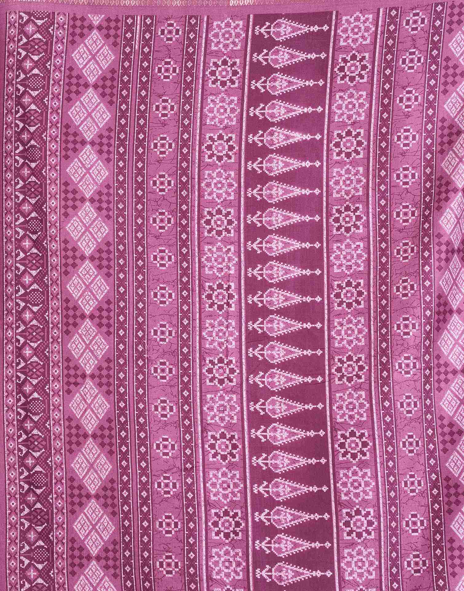 Dusty Purple Dola Silk Floral Printed Saree
