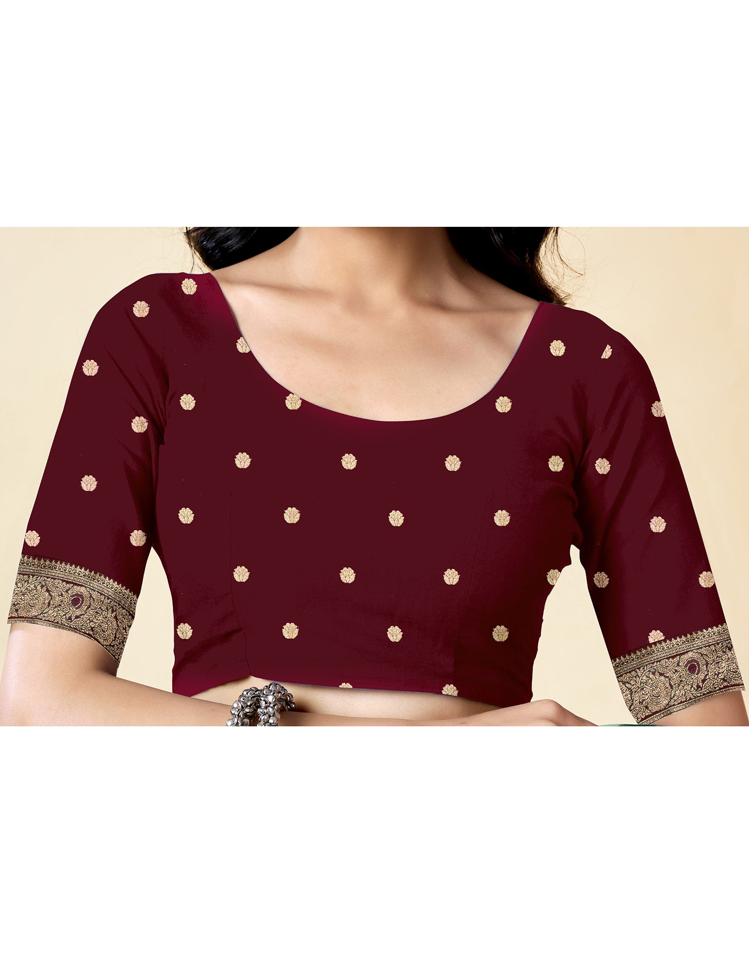 Maroon Silk Woven Banarasi Saree