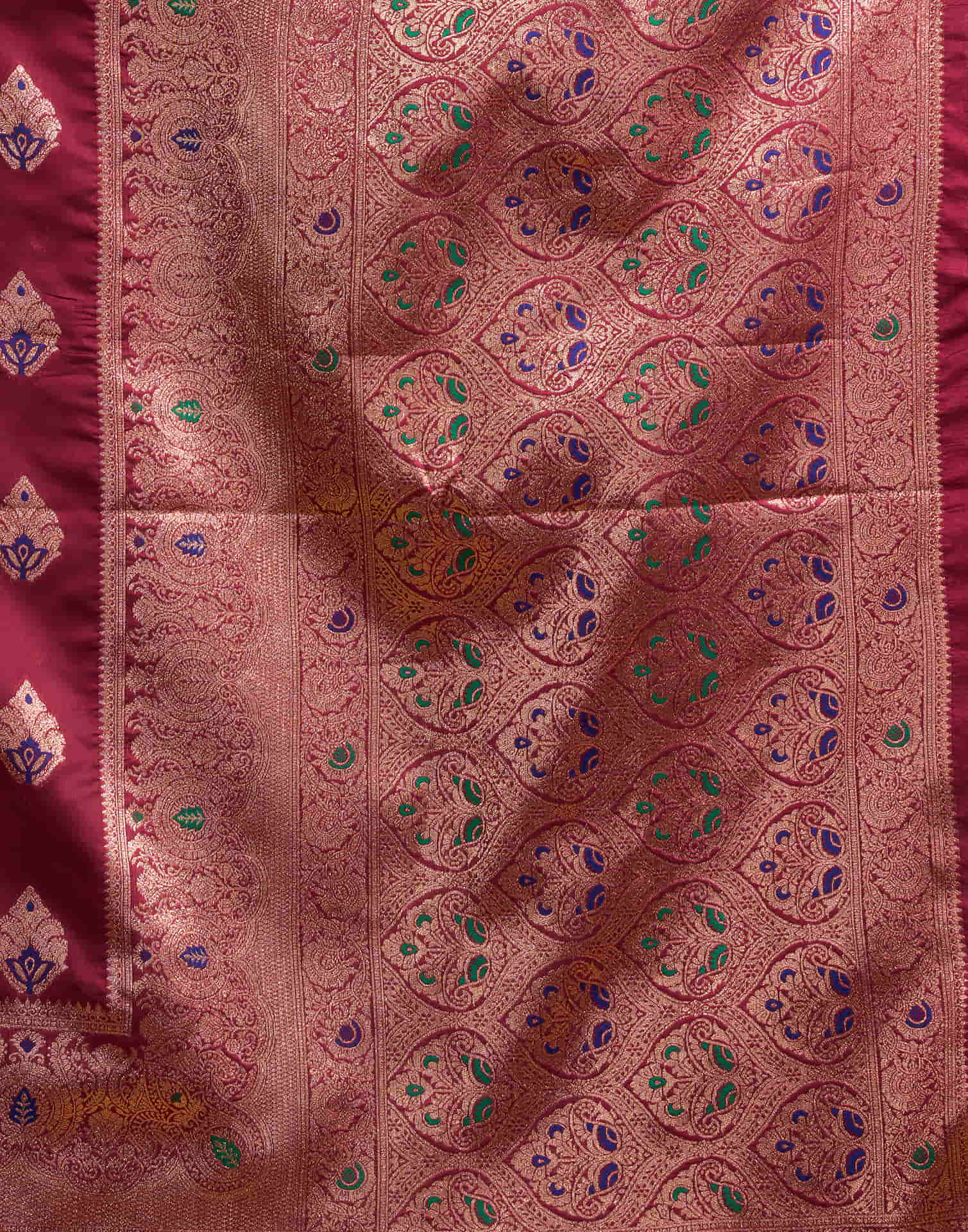 Maroon Silk Woven Banarasi Saree