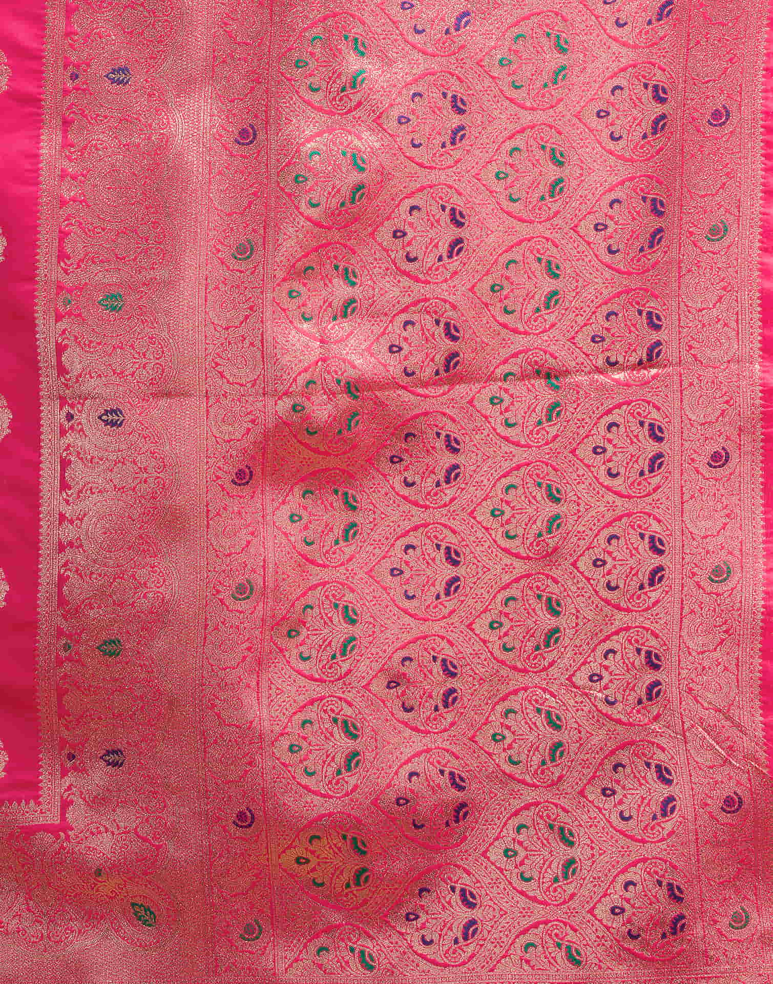 Rani Pink Silk Woven Banarasi Saree