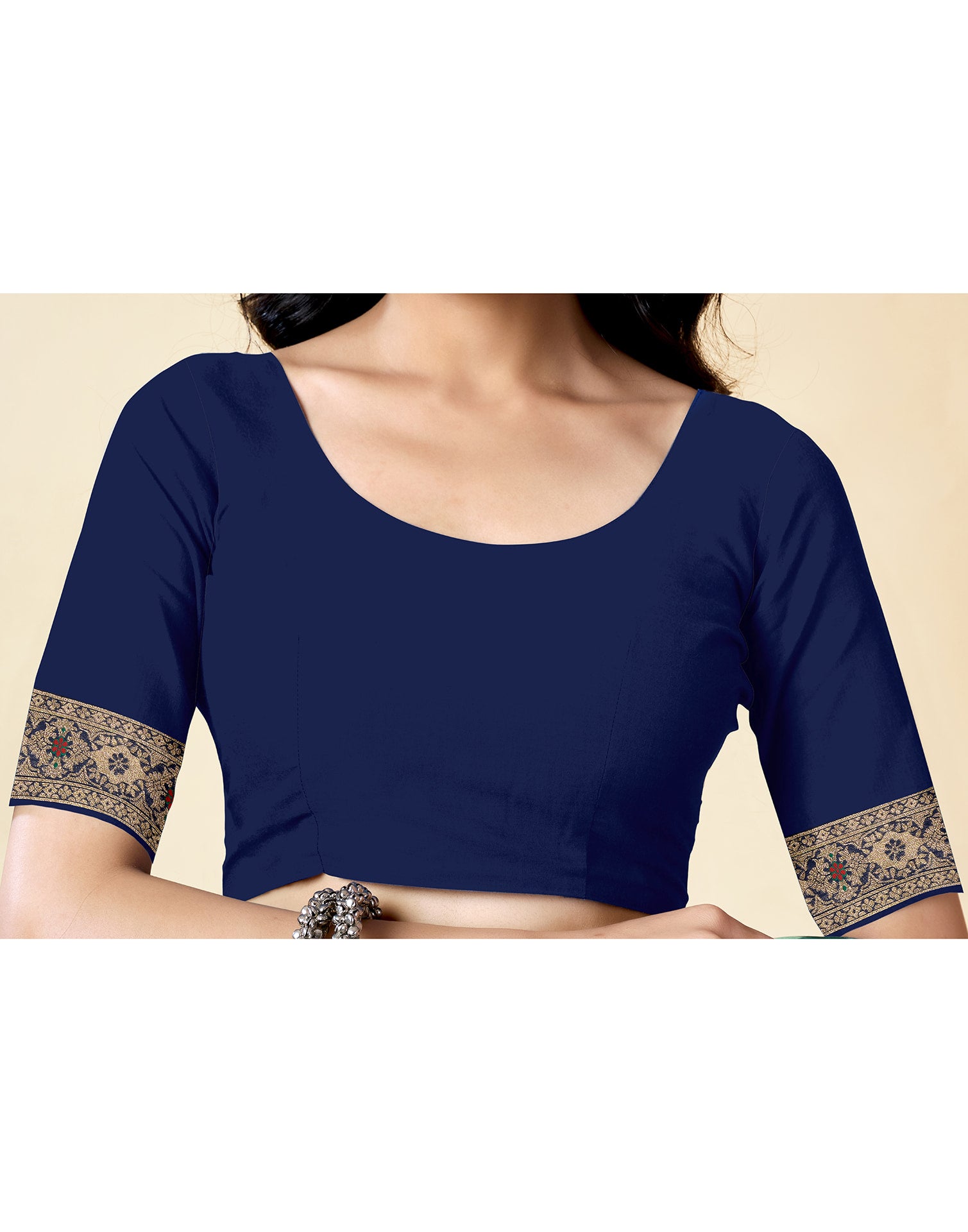 Navy Blue Silk Woven Banarasi Saree