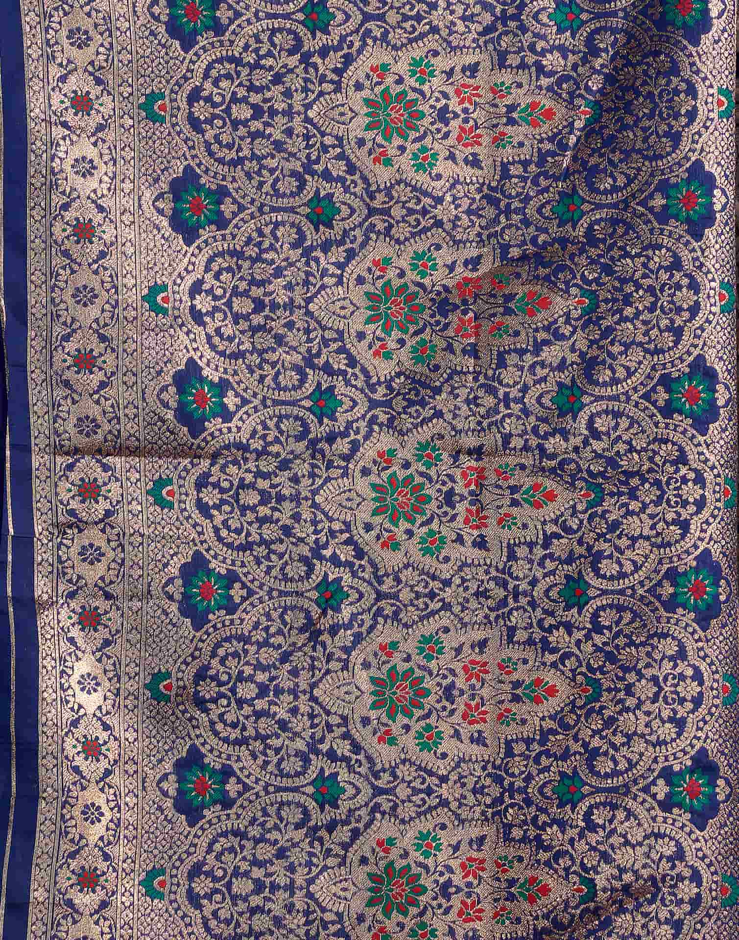 Navy Blue Silk Woven Banarasi Saree