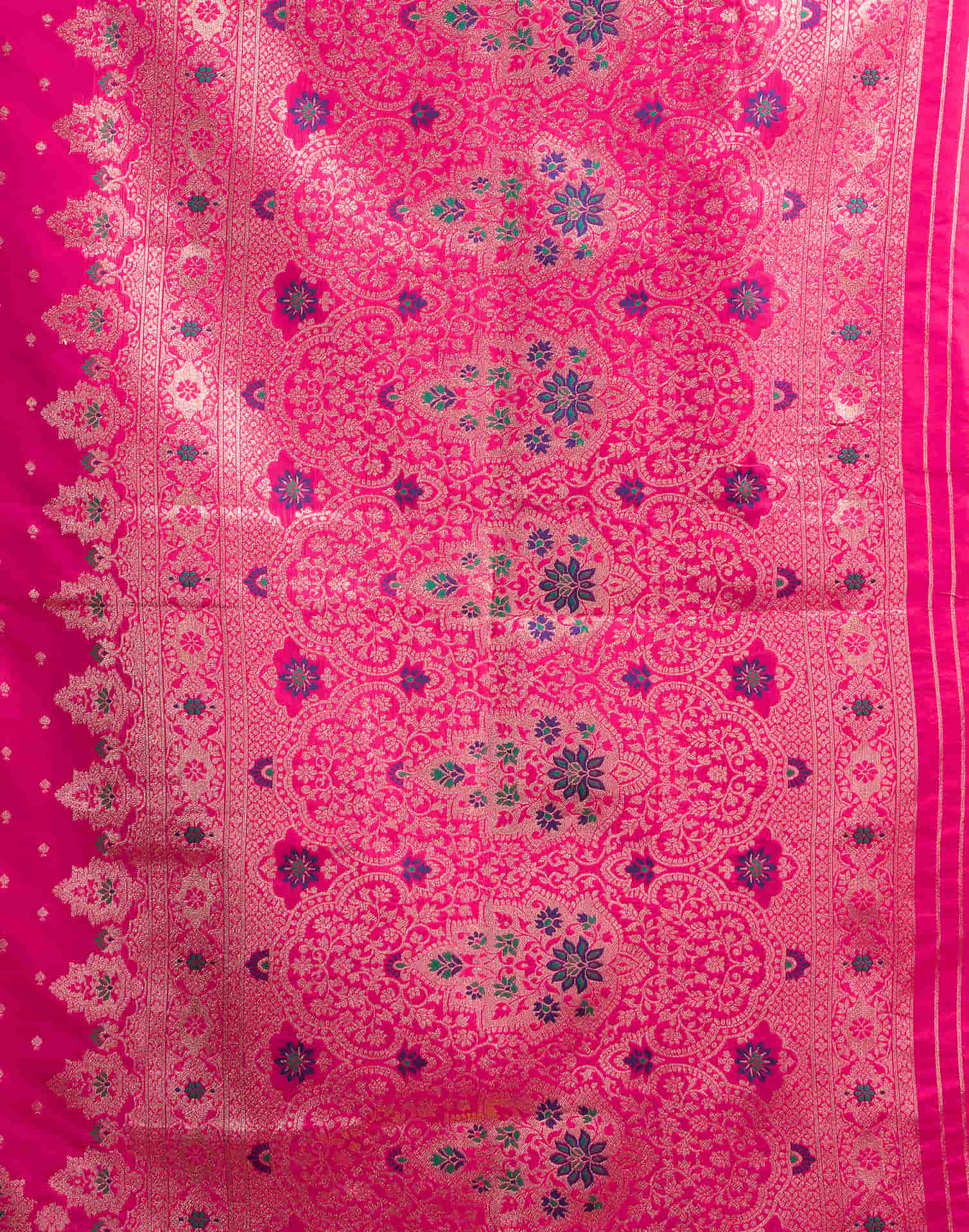 Rani Pink Silk Woven Banarasi Saree