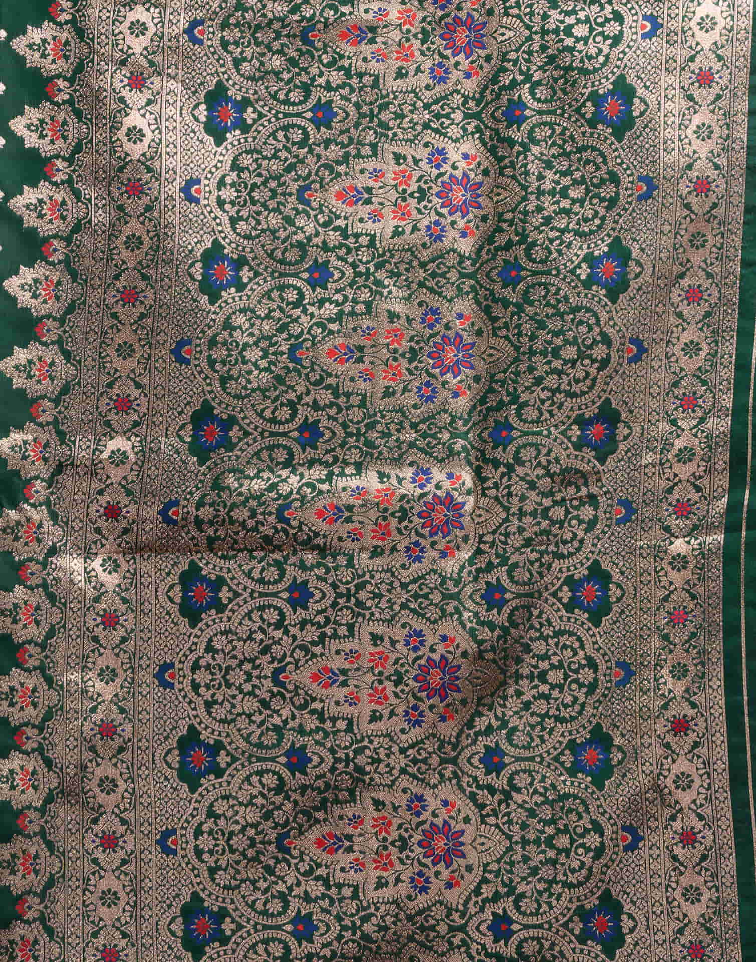 Dark Green Silk Woven Banarasi Saree