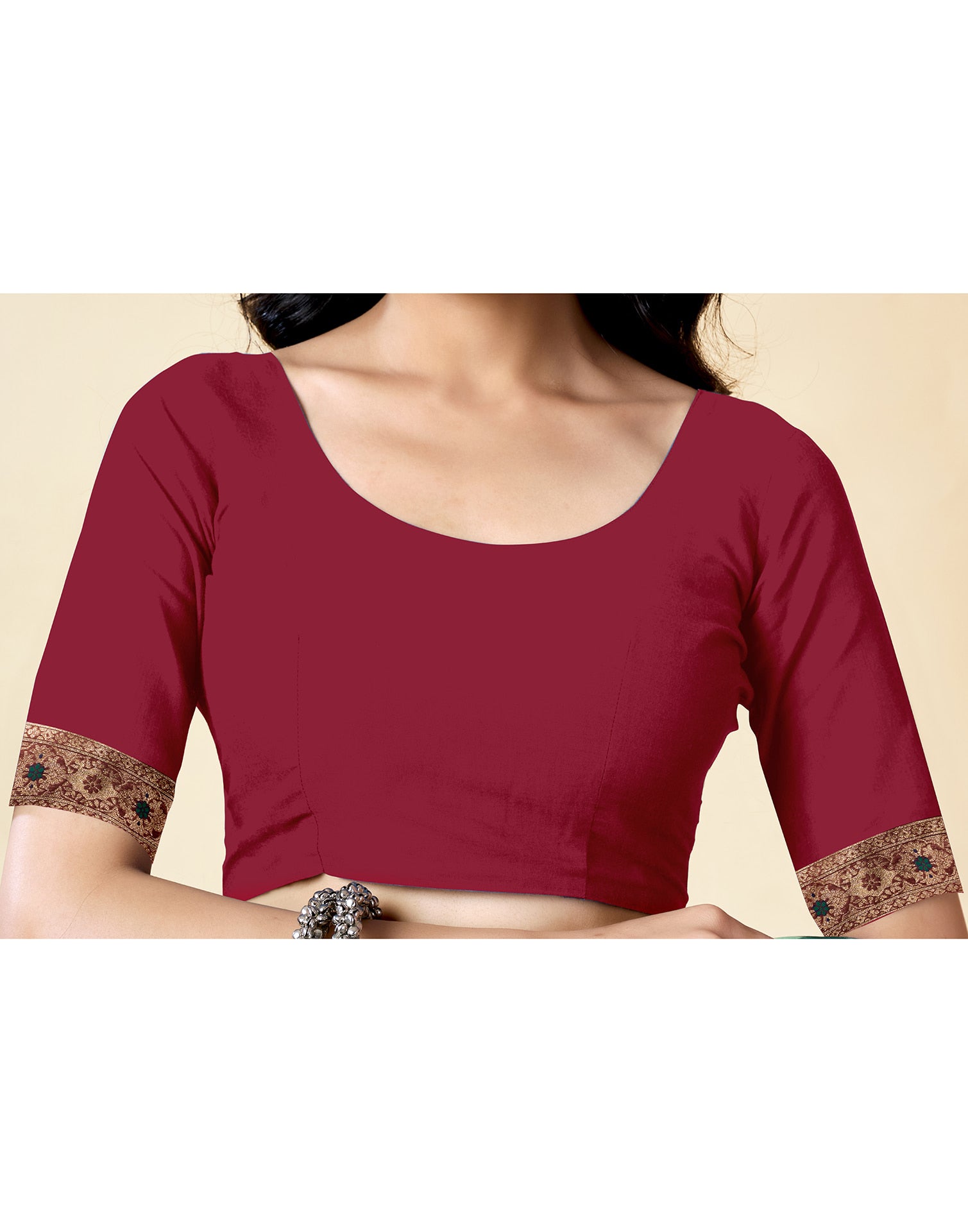 Maroon Silk Woven Banarasi Saree