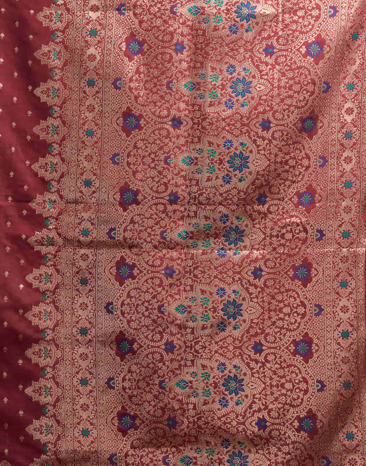 Maroon Silk Woven Banarasi Saree