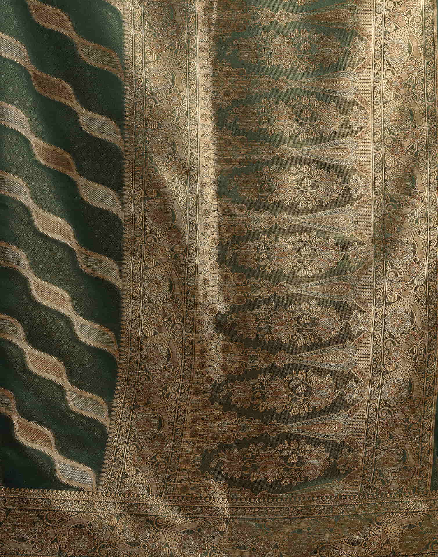 Dark Green Silk Woven Saree