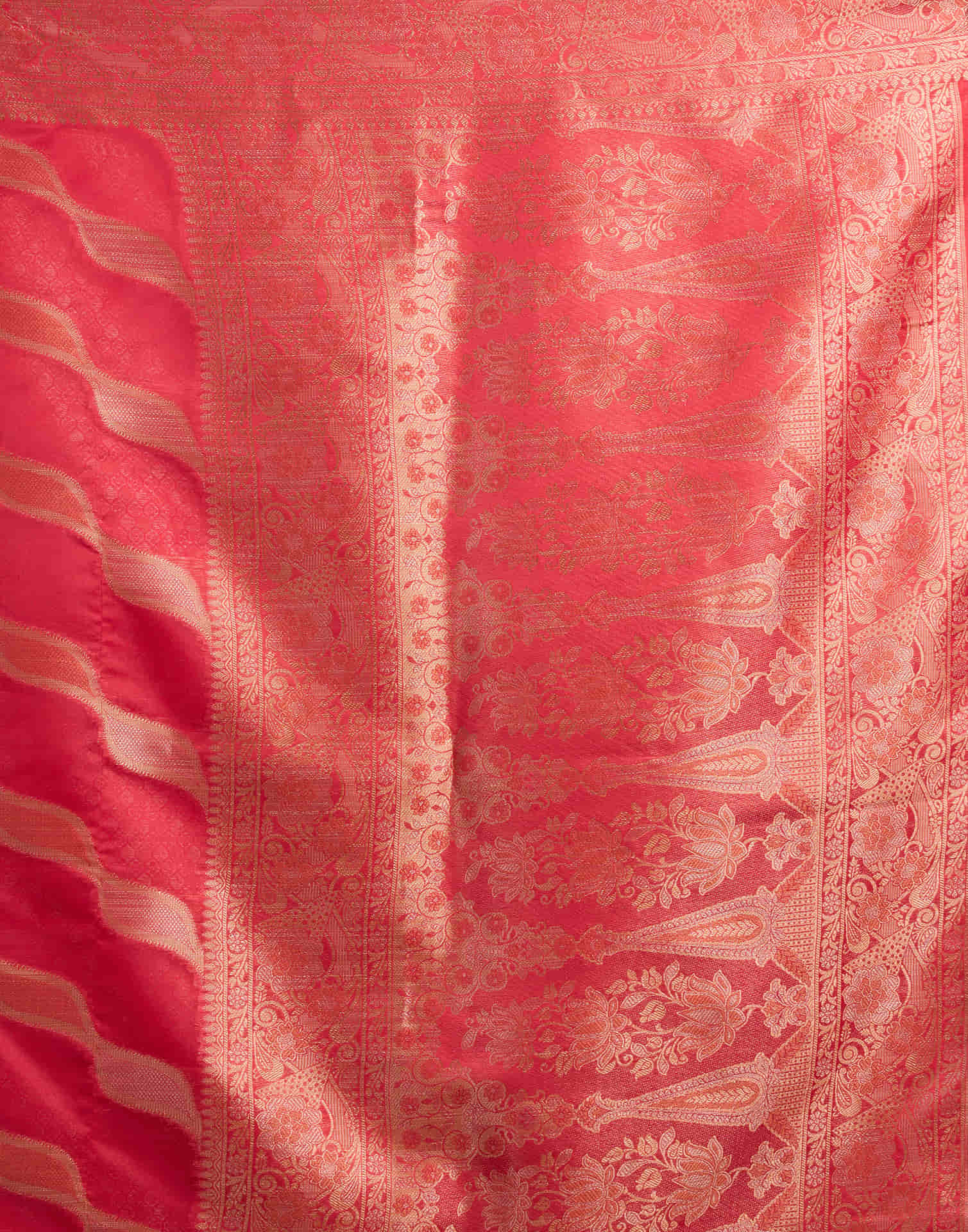 Ruby Red Silk Woven Saree
