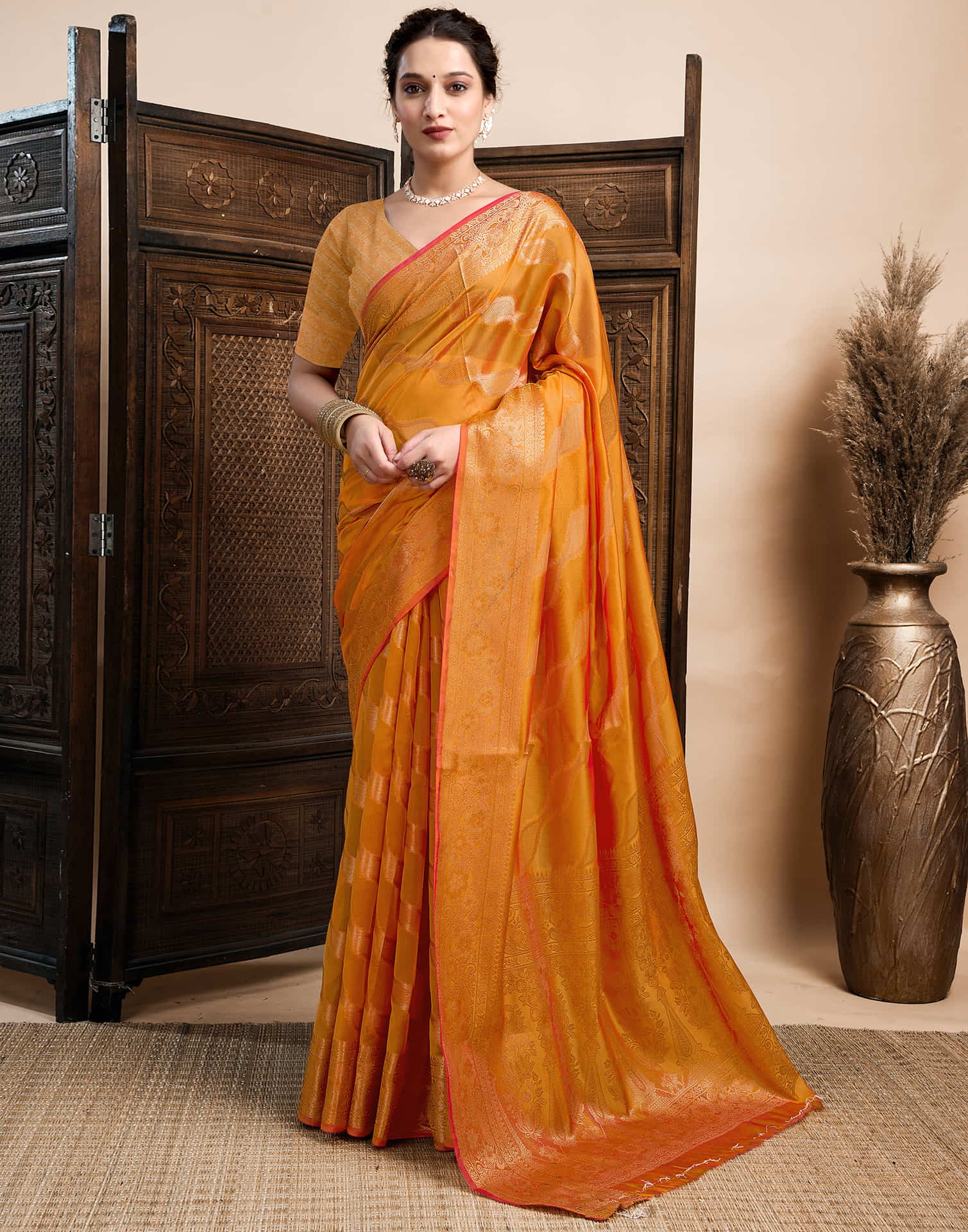 Turmeric Yellow Silk Woven Saree