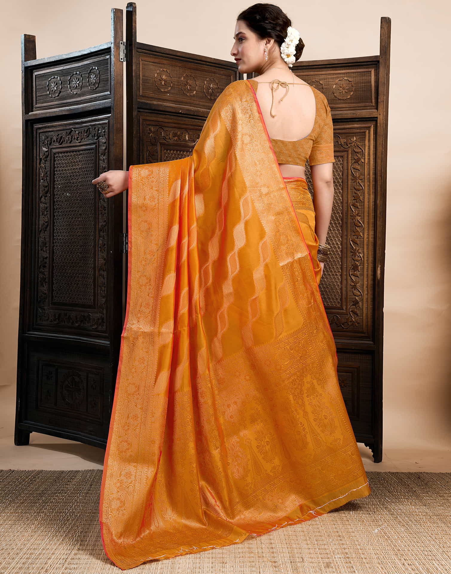 Turmeric Yellow Silk Woven Saree